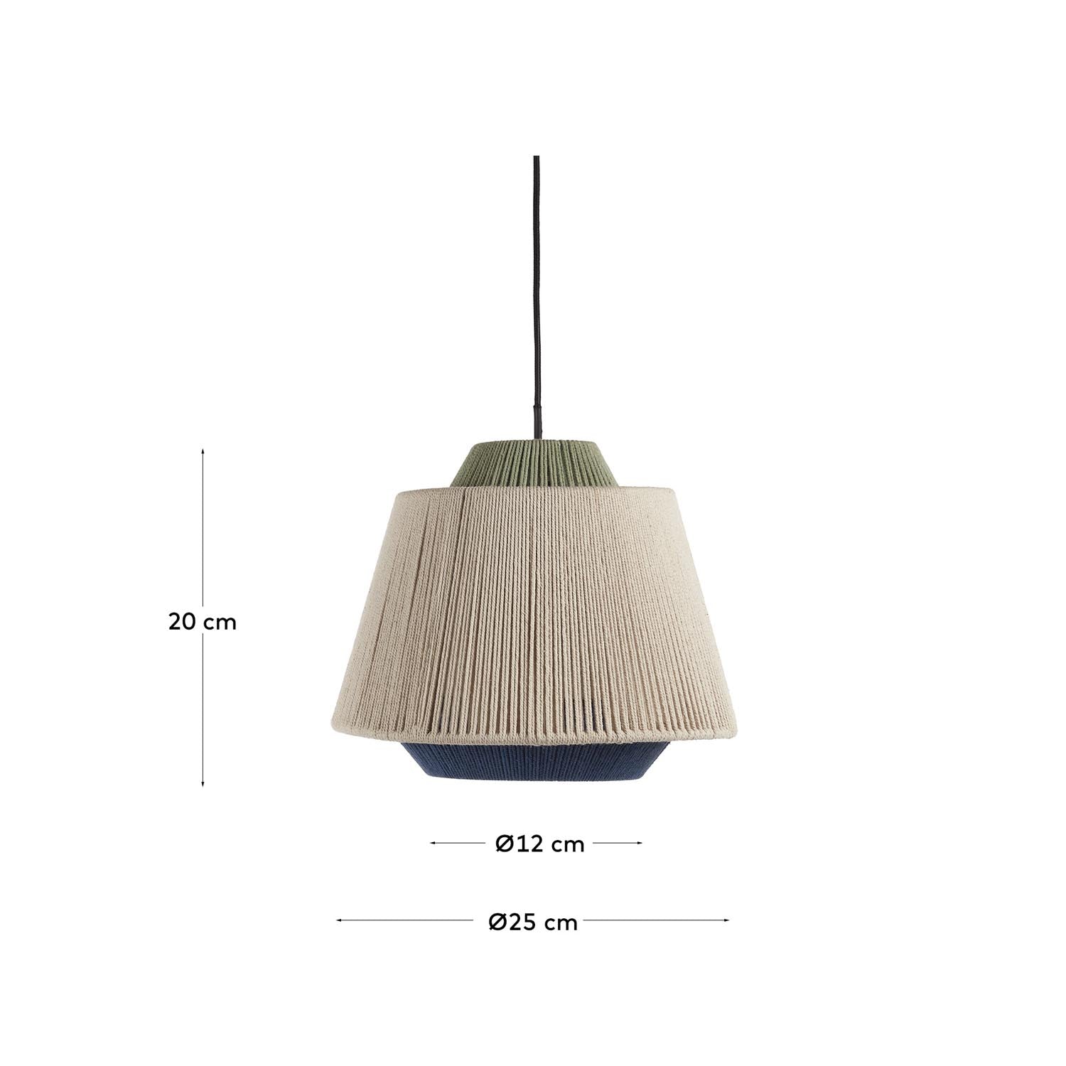Entdecke die stilvolle Deckenleuchte Yuvia von Kave Home. Handgefertigt aus Jute und Eisen in Beige und Blau, ideal für jeden Raum.