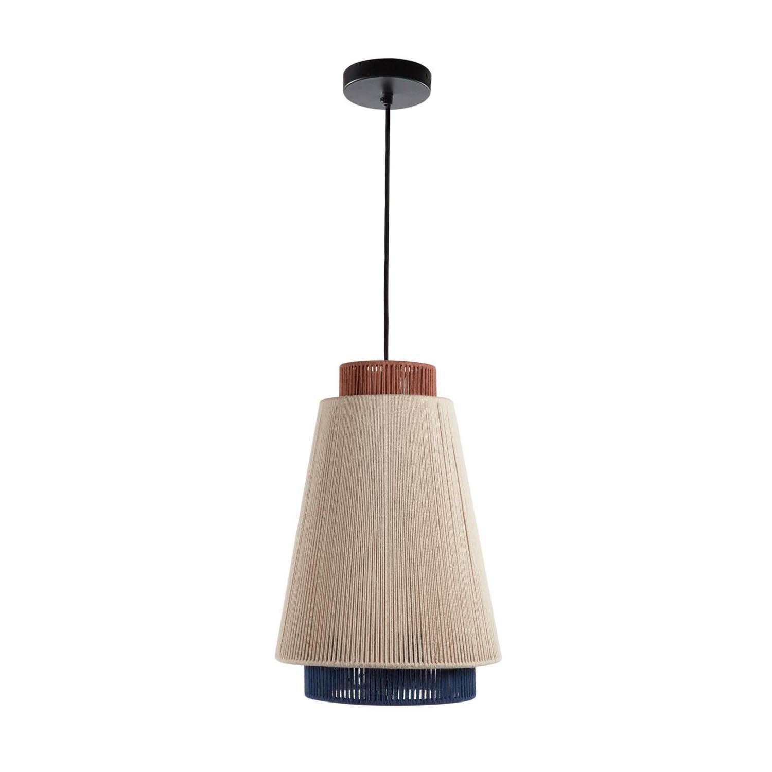 Deckenleuchte Yuvia aus Baumwolle mit Finish in Beige, Blau und Terrakotta in Mehrfarbig präsentiert im Onlineshop von KAQTU Design AG. Deckenleuchte ist von Kave Home