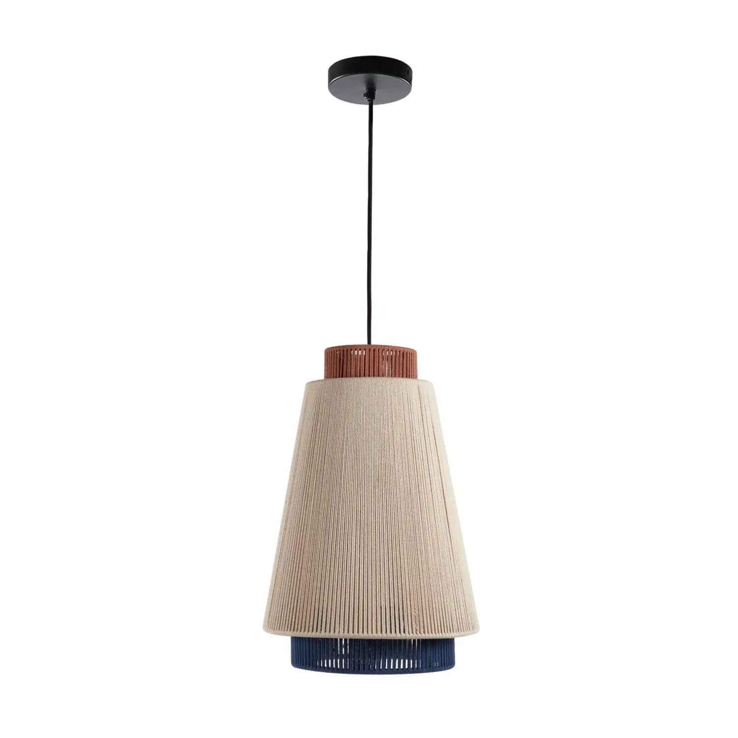 Deckenleuchte Yuvia aus Baumwolle mit Finish in Beige, Blau und Terrakotta in Mehrfarbig präsentiert im Onlineshop von KAQTU Design AG. Deckenleuchte ist von Kave Home