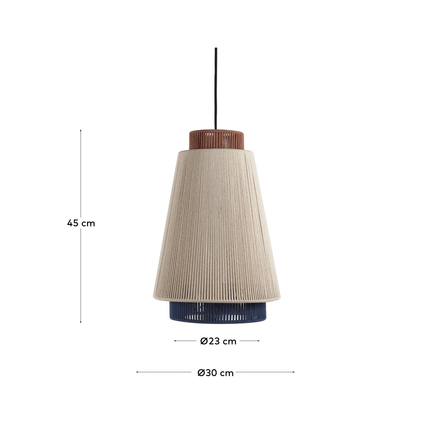 Deckenleuchte Yuvia aus Baumwolle mit Finish in Beige, Blau und Terrakotta in Mehrfarbig präsentiert im Onlineshop von KAQTU Design AG. Deckenleuchte ist von Kave Home