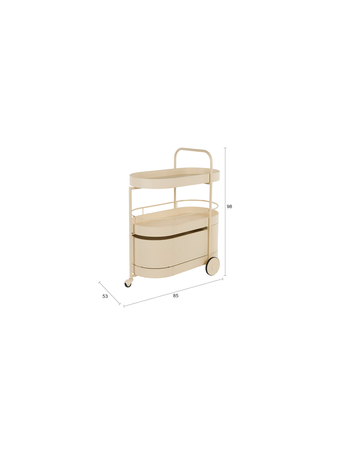 Trolley Wim in beige präsentiert im Onlineshop von KAQTU Design AG. Servierwagen ist von Zuiver