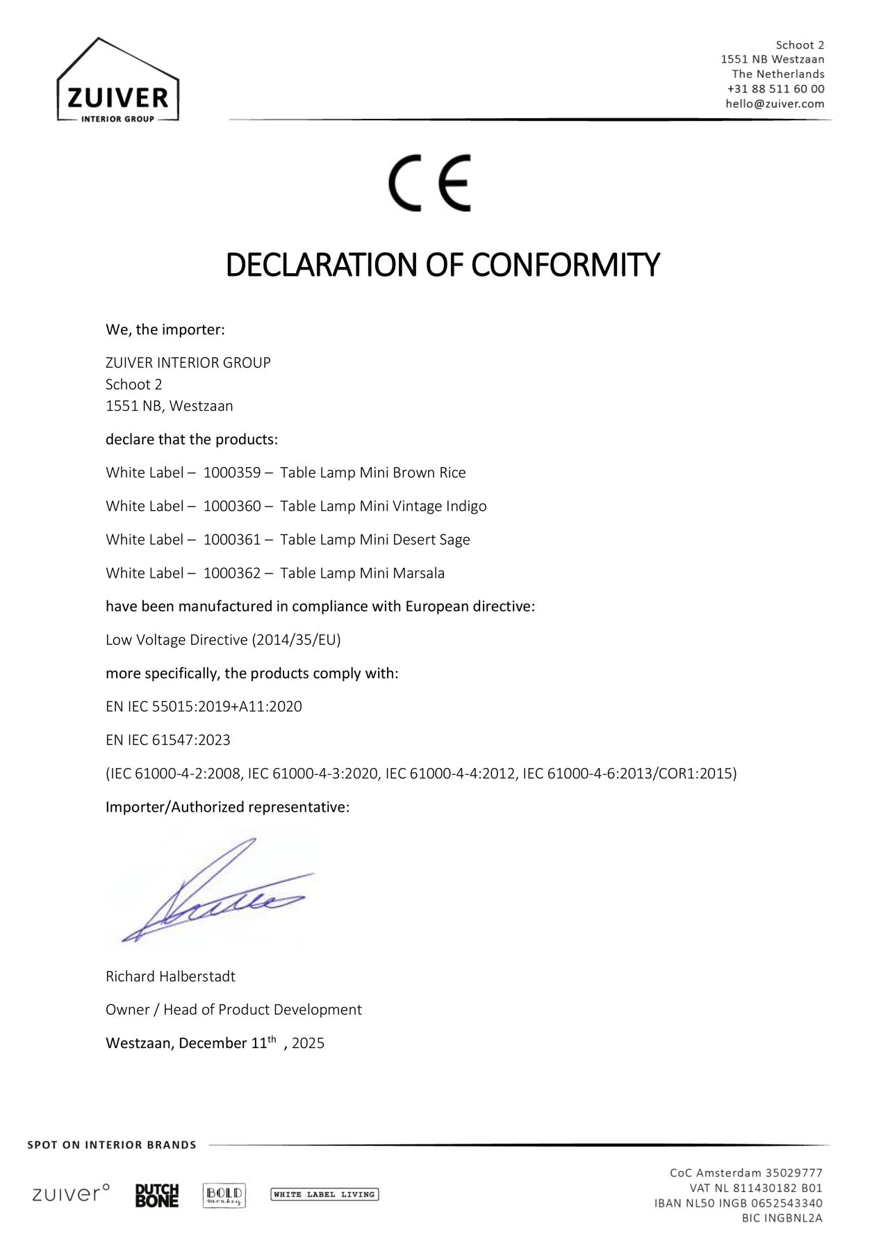 Tischlampe Mini in Rot präsentiert im Onlineshop von KAQTU Design AG. Tischleuchte ist von Zuiver