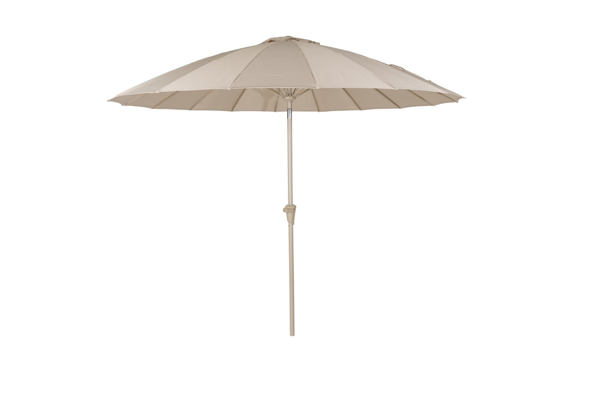 Beiger Sonnenschirm Sunbrella Sunshine Shade Brown Rice mit Stab aus Edelstahl
