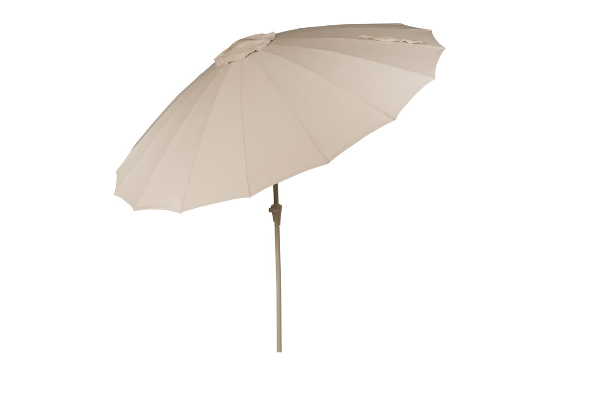 Beiger Sonnenschirm Sunbrella Sunshine Shade Brown Rice mit Stab aus Edelstahl
