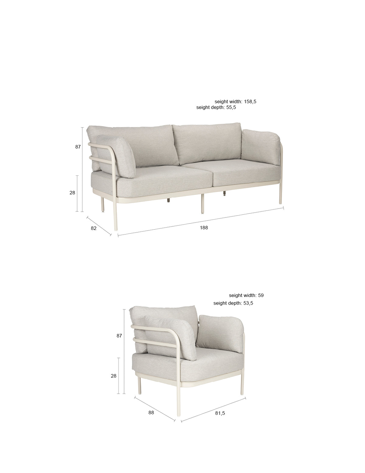 Vista Outdoor Set in beige präsentiert im Onlineshop von KAQTU Design AG. Loungeset ist von Zuiver