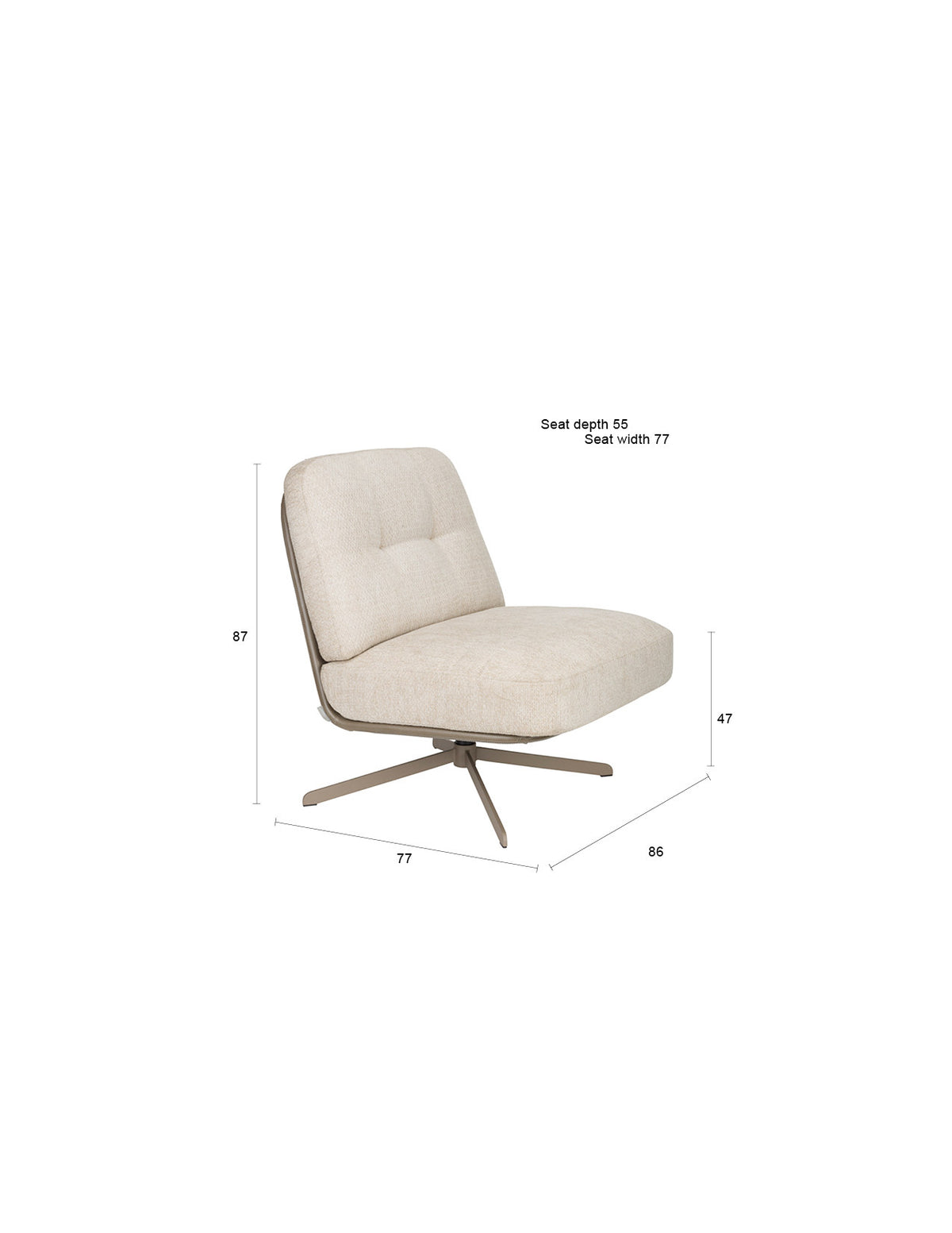 Sessel Benjamin in beige präsentiert im Onlineshop von KAQTU Design AG. Drehsessel ist von Zuiver