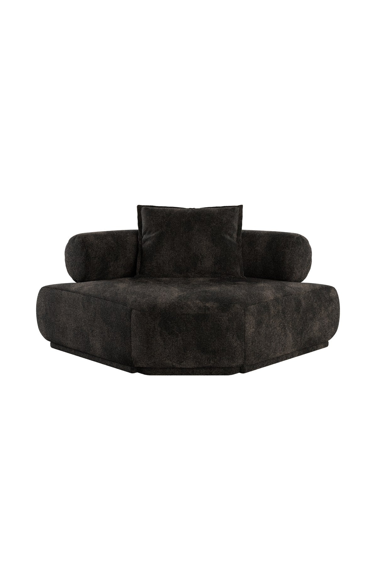 Ecksofa Rembrandt Corner Dark Brown von Zuiver, dunkelbrauner Bezug aus Polyester, L-Form mit Schaumfüllung im Wohnzimmer.