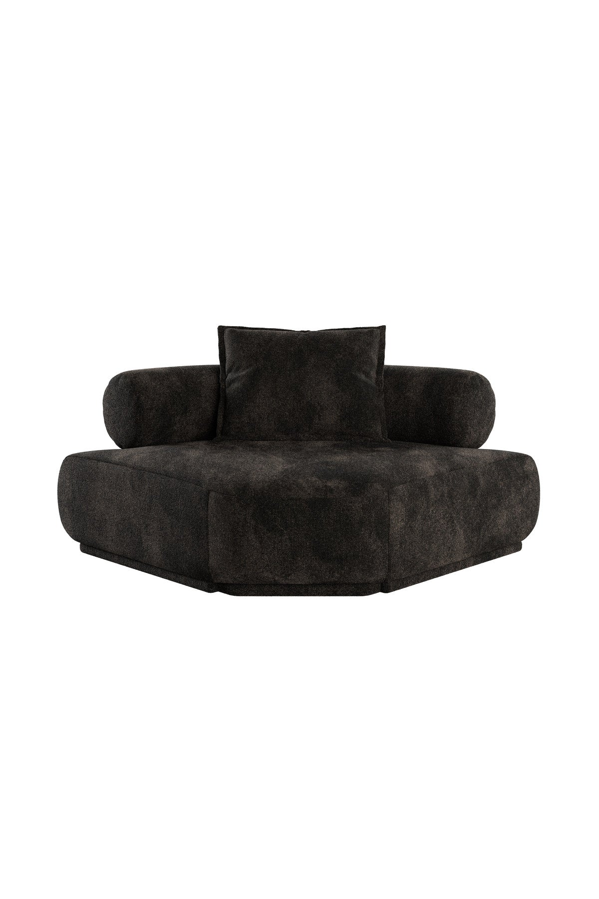 Ecksofa Rembrandt Corner Dark Brown von Zuiver, dunkelbrauner Bezug aus Polyester, L-Form mit Schaumfüllung im Wohnzimmer.