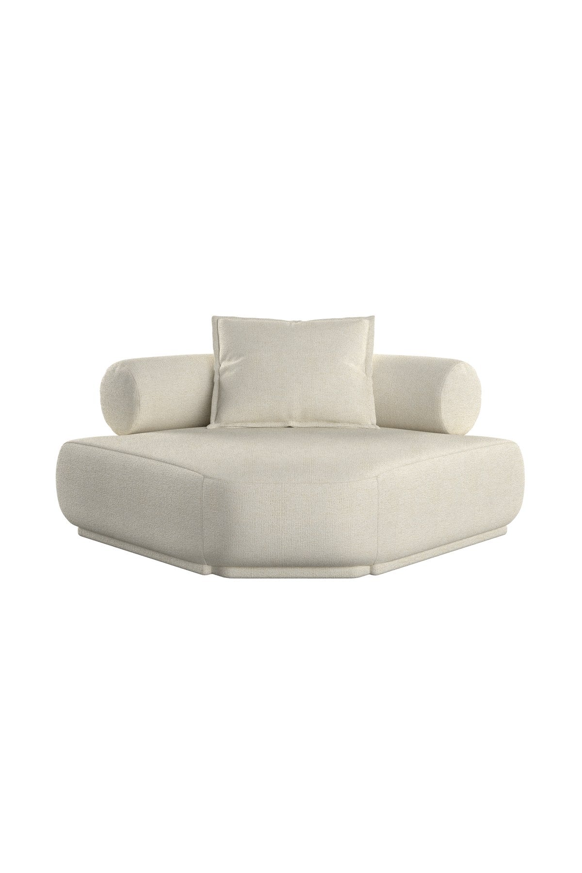 Beiges Eckelement eines modularen Sofas von Zuiver mit Polyesterbezug, HR-Schaum-Füllung und niedrigen Beinen, im Innenbereich platziert.