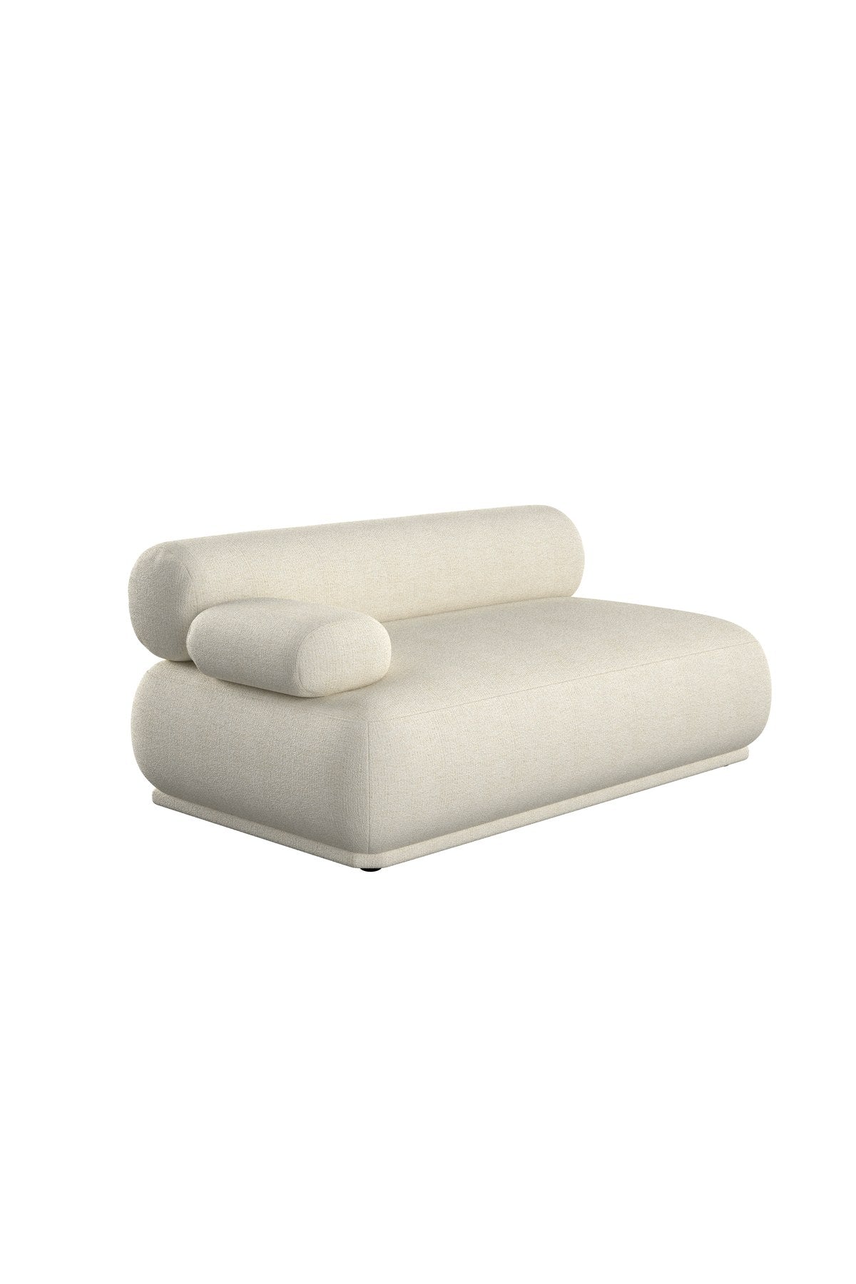 Beiges modulares Sofa-Element Rembrandt von Zuiver mit Polyesterbezug, linker Armlehne und niedrigen Beinen, Frontalansicht.