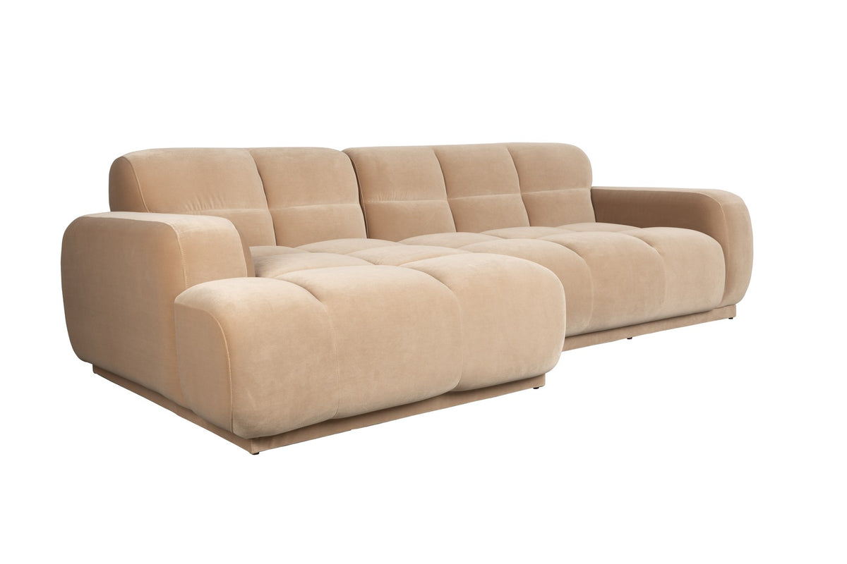 Beiges Ecksofa links von Zuiver mit Chaise Longue, Sitzfläche aus Polyester und gepolsterter Rückenlehne aus Schaumstoff.