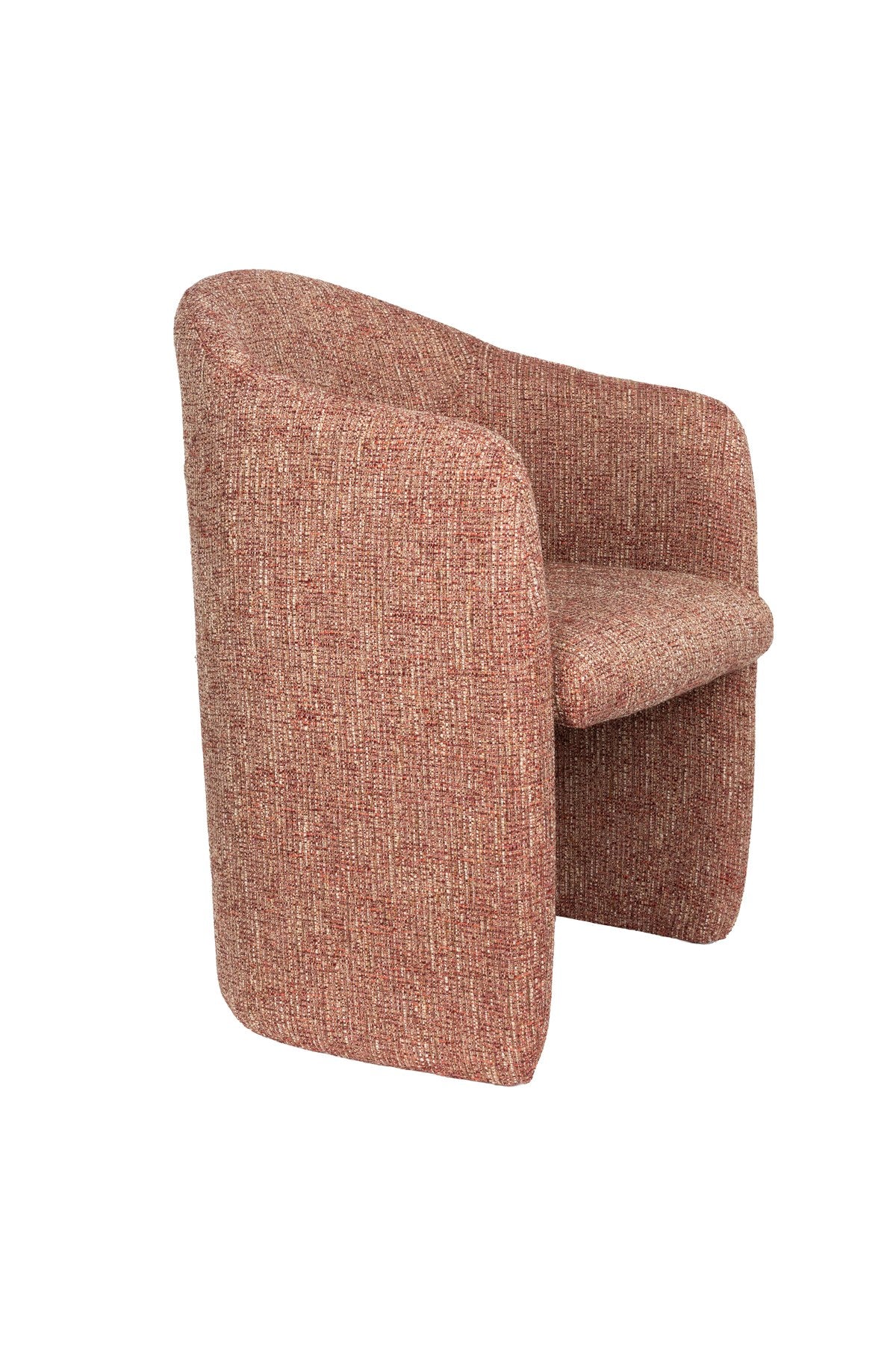 Roter Polsterstuhl Chair Contour von Zuiver mit Sitzfläche und Rückenlehne aus Polyester, Schaumstoffpolsterung und rotem Gestell.