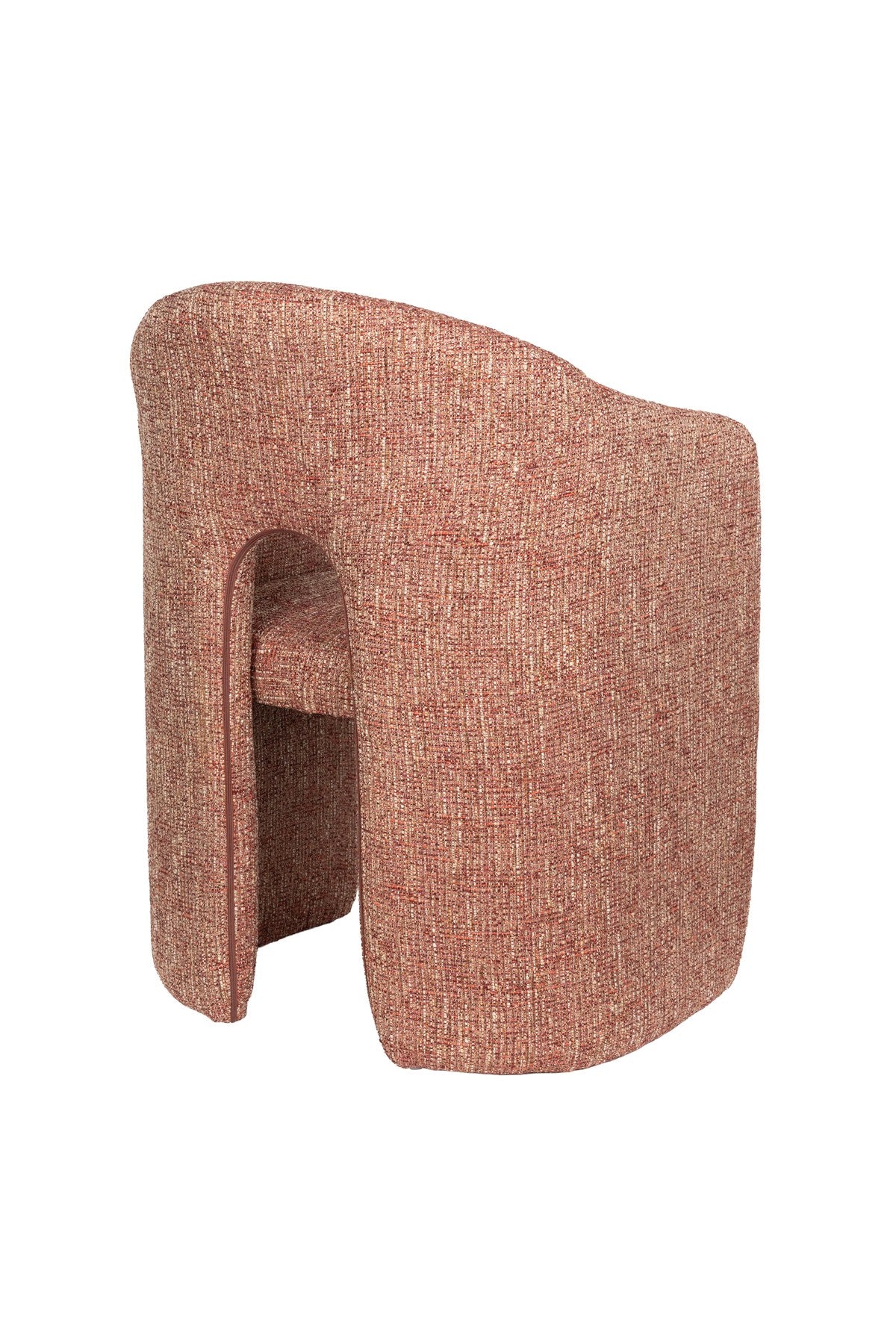 Roter Polsterstuhl Chair Contour von Zuiver mit Sitzfläche und Rückenlehne aus Polyester, Schaumstoffpolsterung und rotem Gestell.