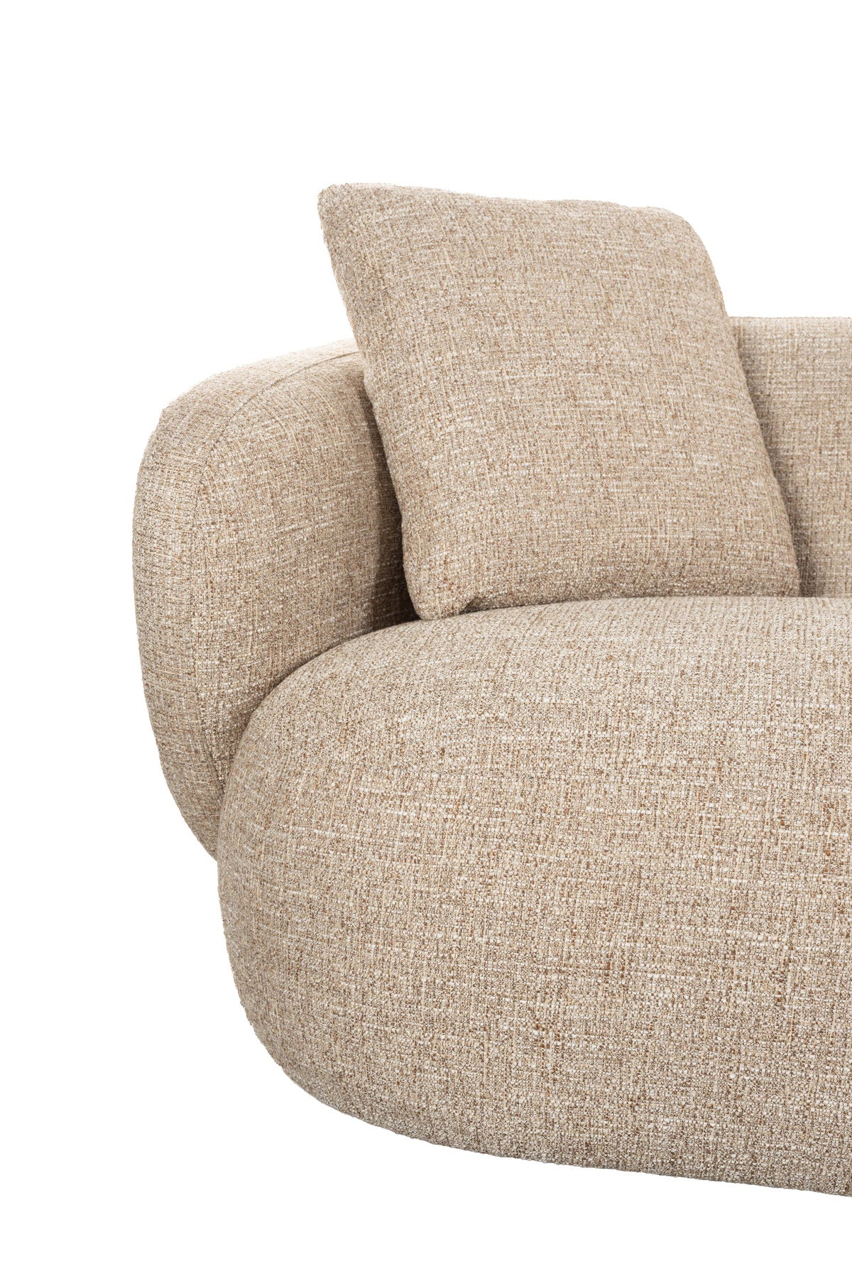 Hellbraunes L-Sofa Stones mit grob gewebtem Polyesterbezug, Zweisitzer und Chaiselongue rechts