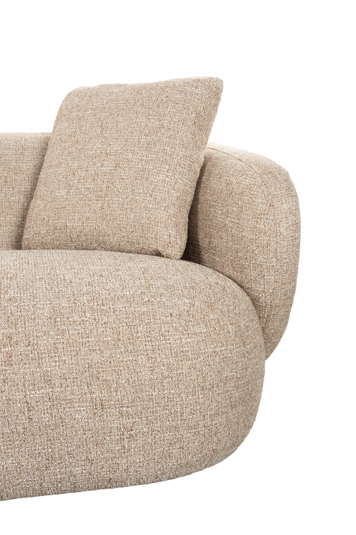 Hellbraunes L-Sofa Stones Lounge von Zuiver mit grob gewebtem Polyesterbezug und runden Formen
