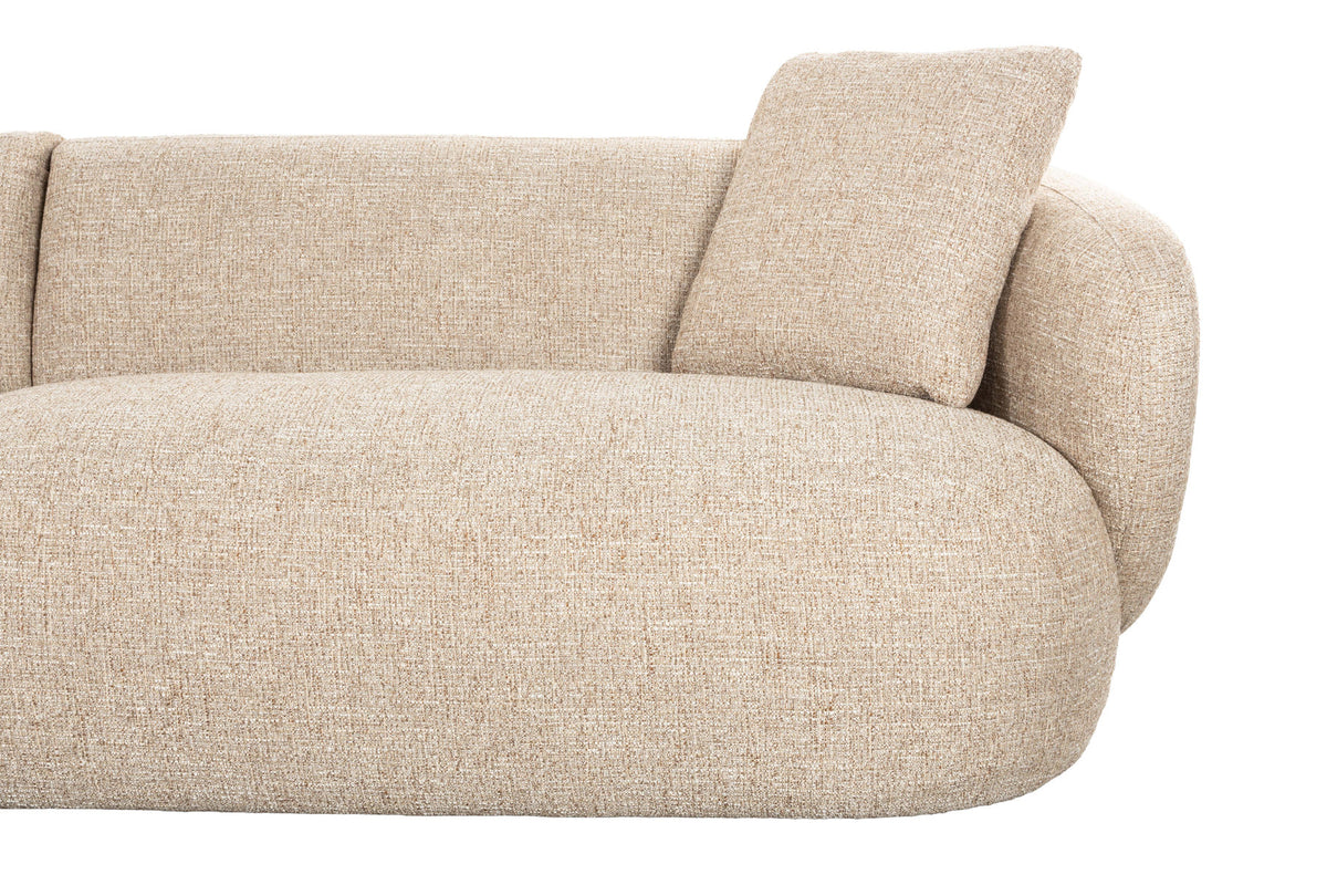 Hellbraunes L-Sofa Stones Lounge von Zuiver mit grob gewebtem Polyesterbezug und runden Formen