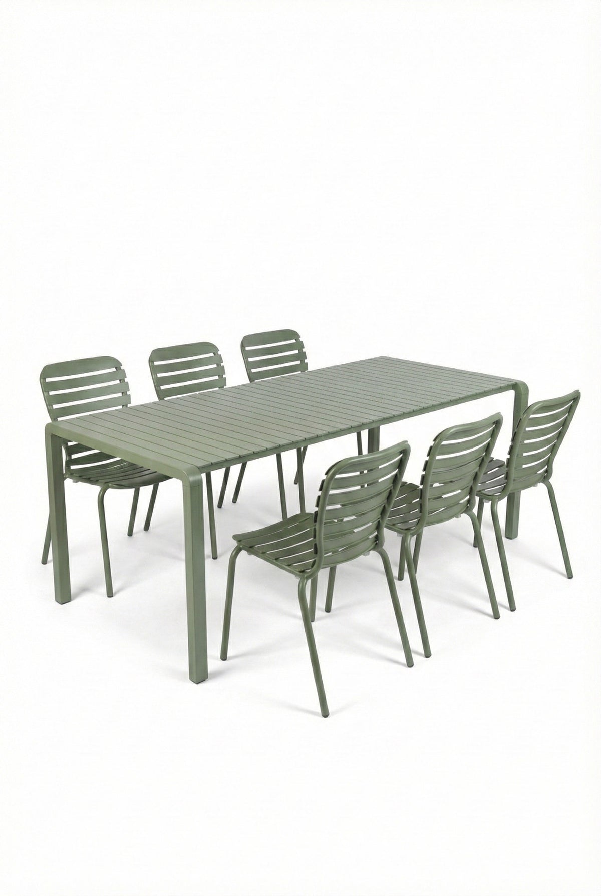 Gartentisch Vondel 214 + 6 Stühle Vondel Grün in Grün präsentiert im Onlineshop von KAQTU Design AG. Gartentischset ist von Zuiver