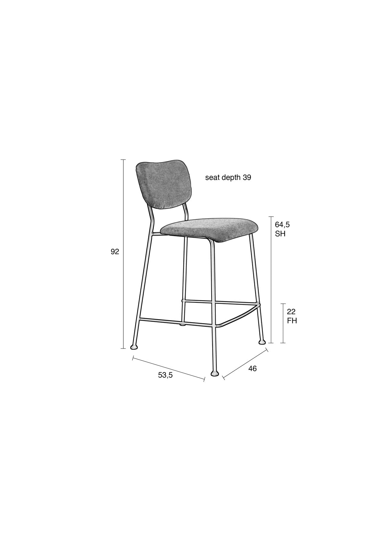 Barstuhl Benson in Blau präsentiert im Onlineshop von KAQTU Design AG. Barstuhl ist von Zuiver