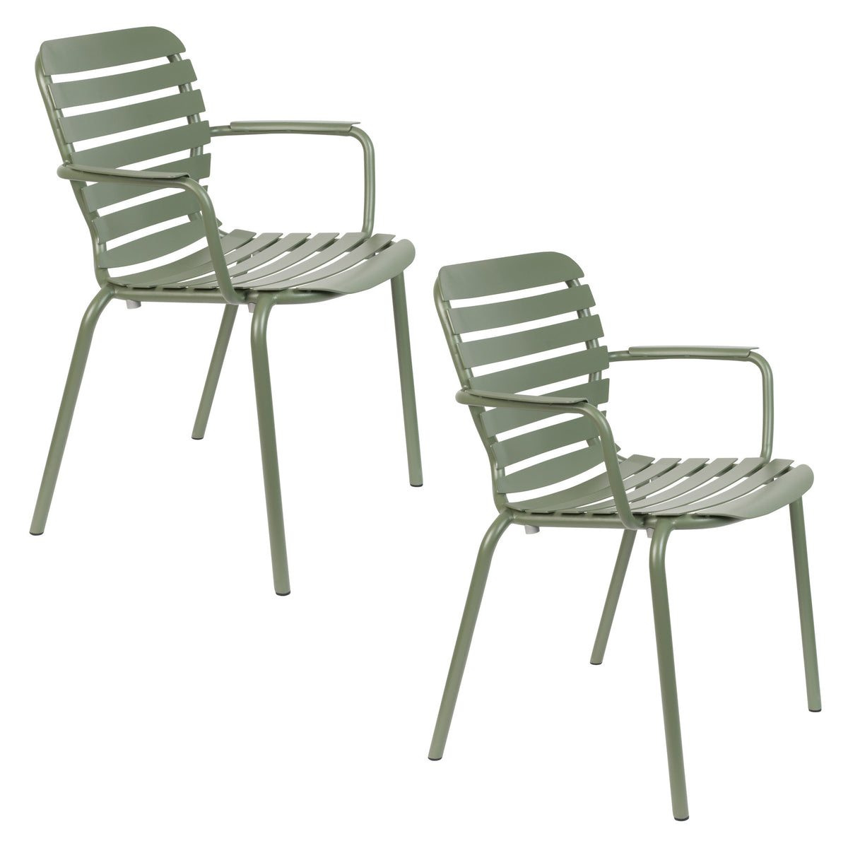 Gartenstuhl mit Armlehne Vondel in Grün präsentiert im Onlineshop von KAQTU Design AG. Gartenstuhl mit Armlehnen ist von Zuiver