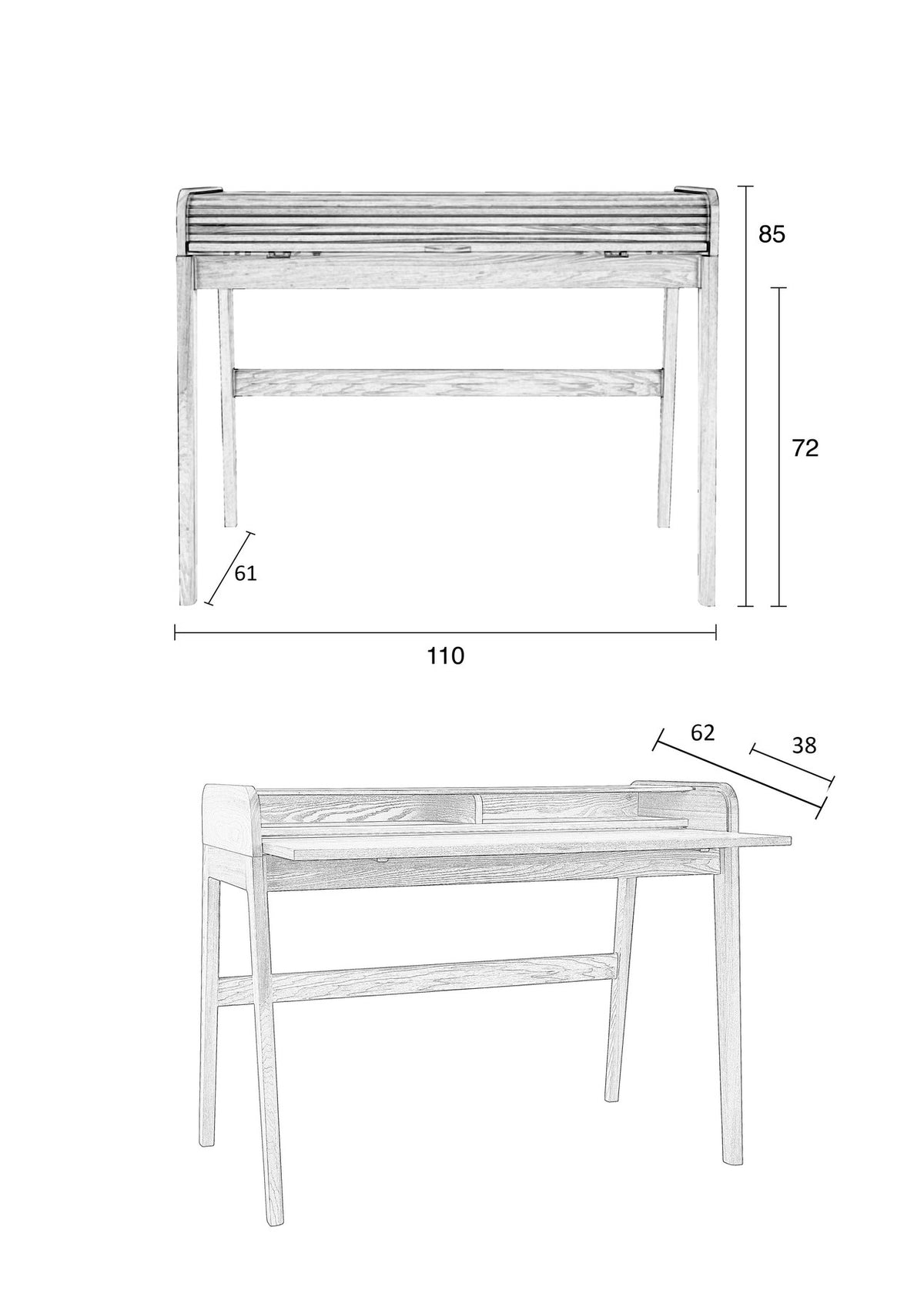 Bürotisch Barbier in Schwarz präsentiert im Onlineshop von KAQTU Design AG. Schreibtisch ist von Zuiver