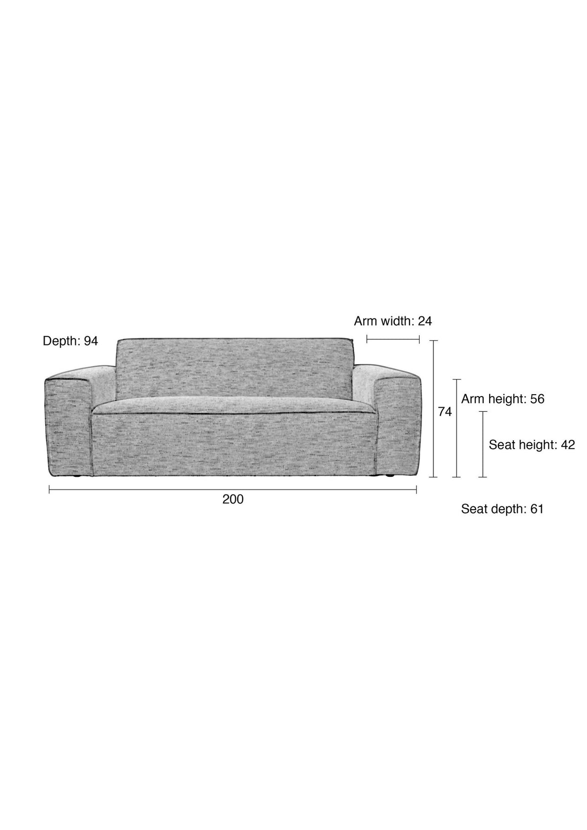 Sofa BOR 2.5 Sitzer in Latte präsentiert im Onlineshop von KAQTU Design AG. 2er Sofa ist von Zuiver