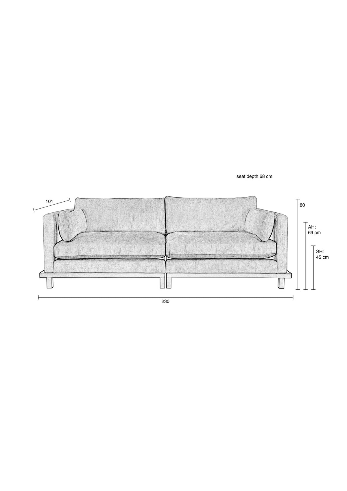 Sofa Blossom 3-Sitzer in Creme präsentiert im Onlineshop von KAQTU Design AG. 3er Sofa ist von Zuiver