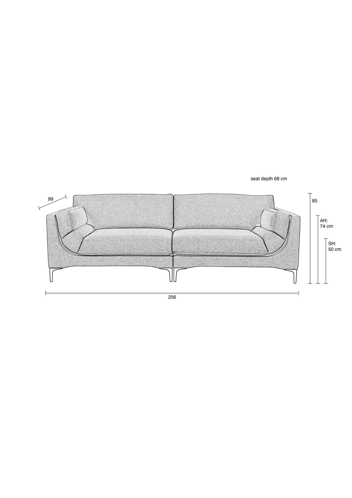 Sofa Balcony 3 Sitzer in Braun präsentiert im Onlineshop von KAQTU Design AG. 3er Sofa ist von Zuiver