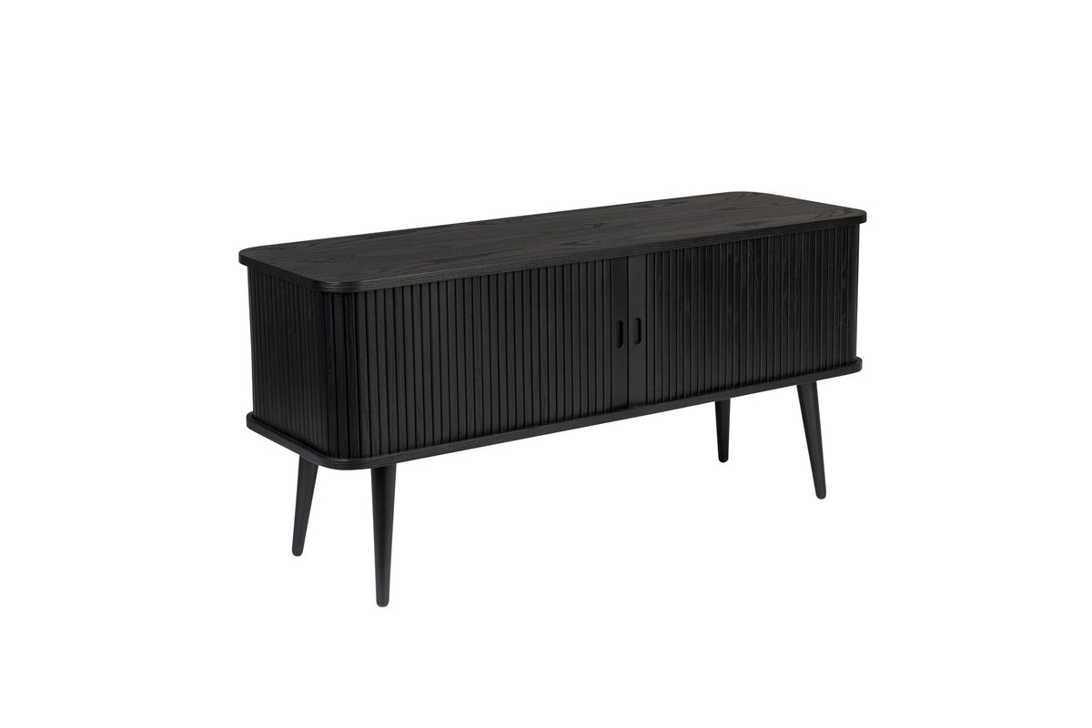 Sideboard Barbier von Zuiver mit Holzfurnier, Lamellen-Schiebetüren und Beinen