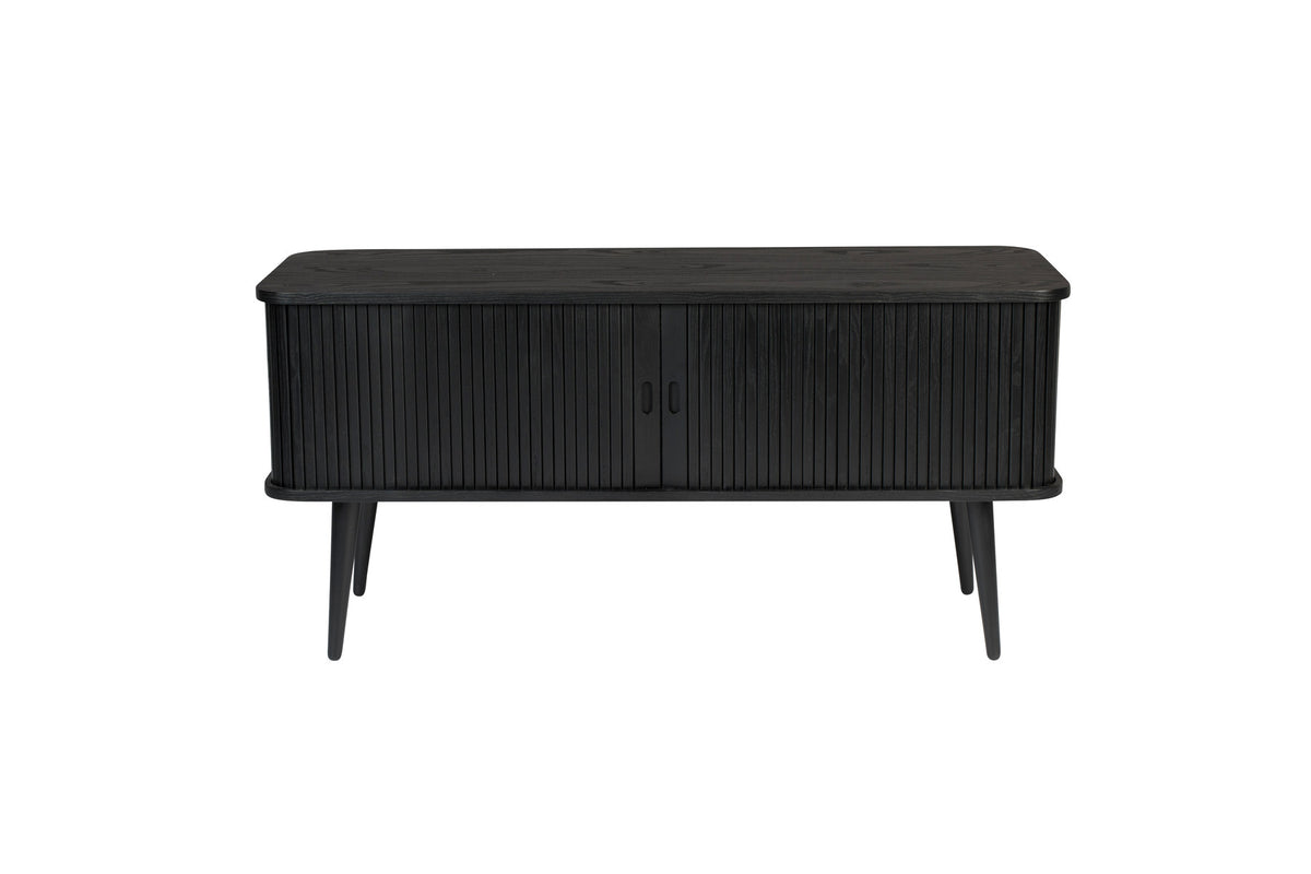 Sideboard Barbier von Zuiver mit Holzfurnier, Lamellen-Schiebetüren und Beinen
