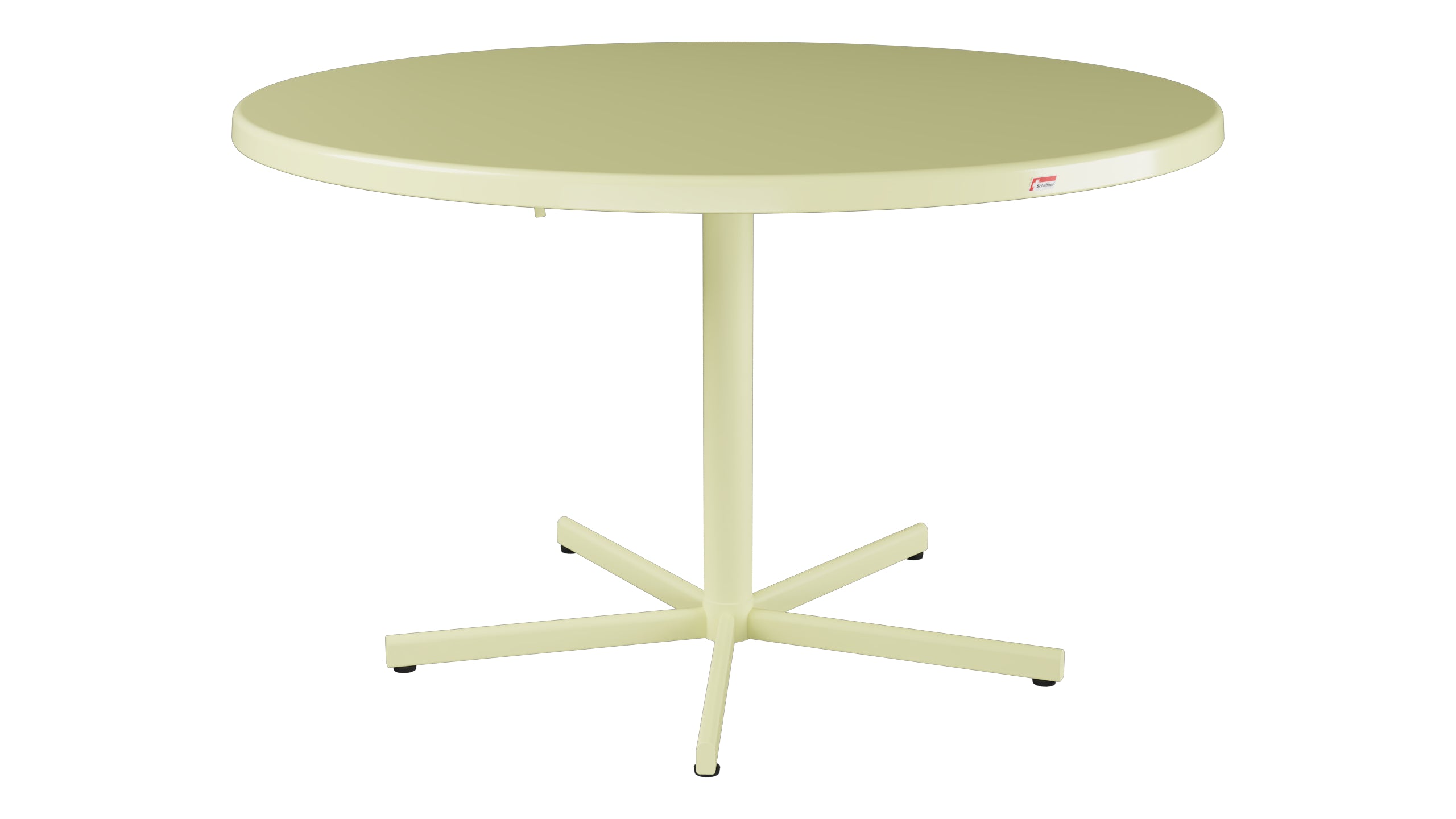 Bodensee Glasfaser-Gartentisch ø120 klappbar in Buchsbaumgelb präsentiert im Onlineshop von KAQTU Design AG. Gartentisch ist von Schaffner