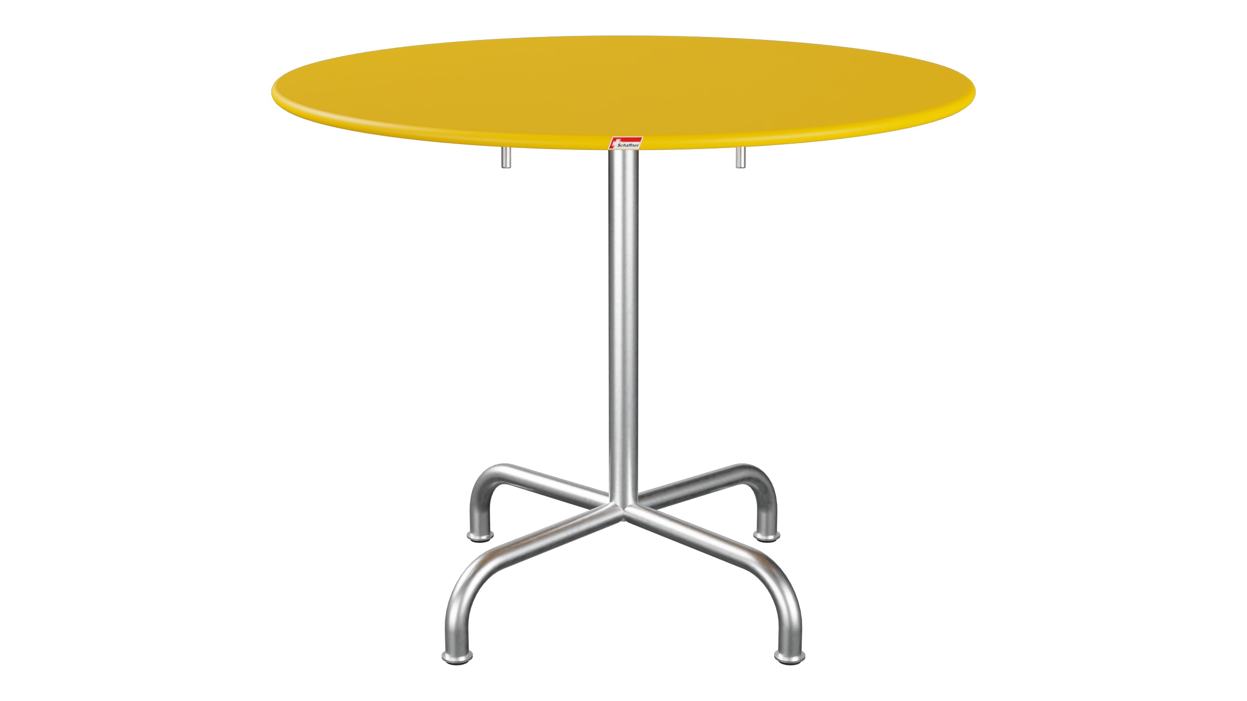 Rigi Metall-Gartentisch ø90 klappbar in Gelb präsentiert im Onlineshop von KAQTU Design AG. Gartentisch ist von Schaffner