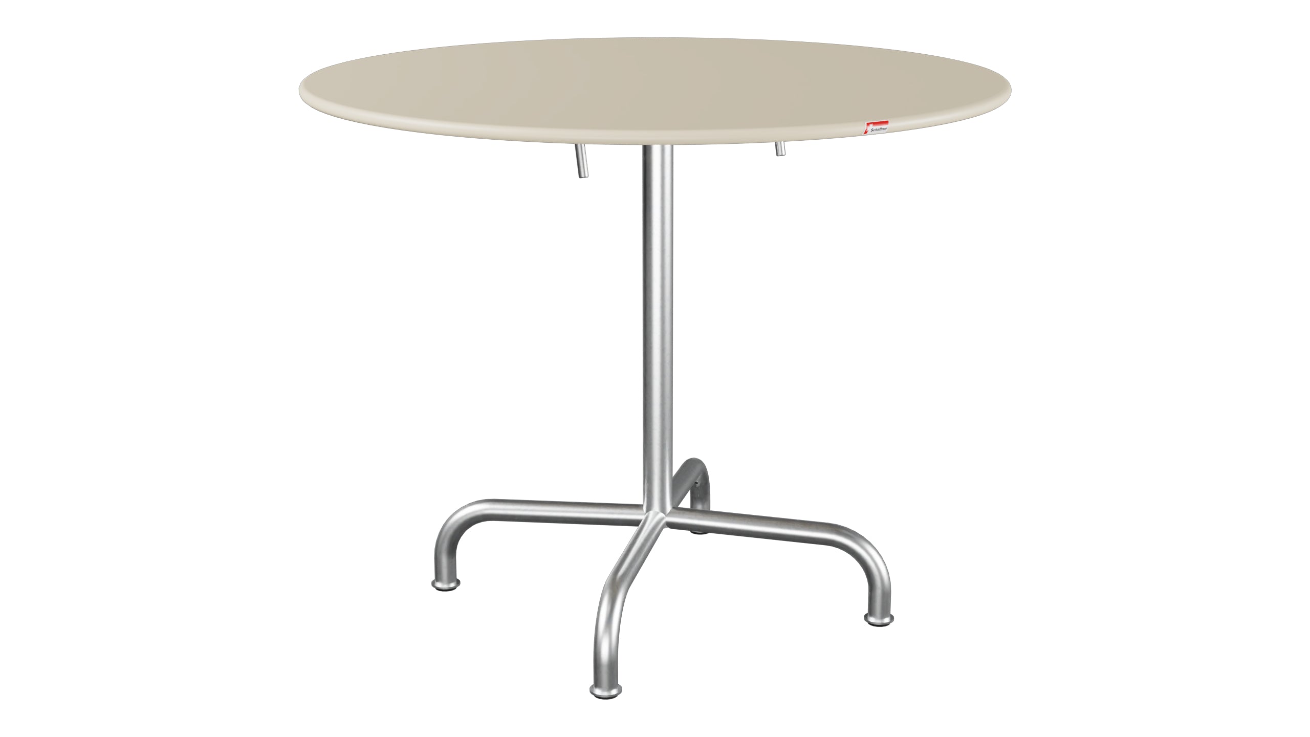 Rigi Metall-Gartentisch ø90 klappbar in Pastellsand präsentiert im Onlineshop von KAQTU Design AG. Gartentisch ist von Schaffner