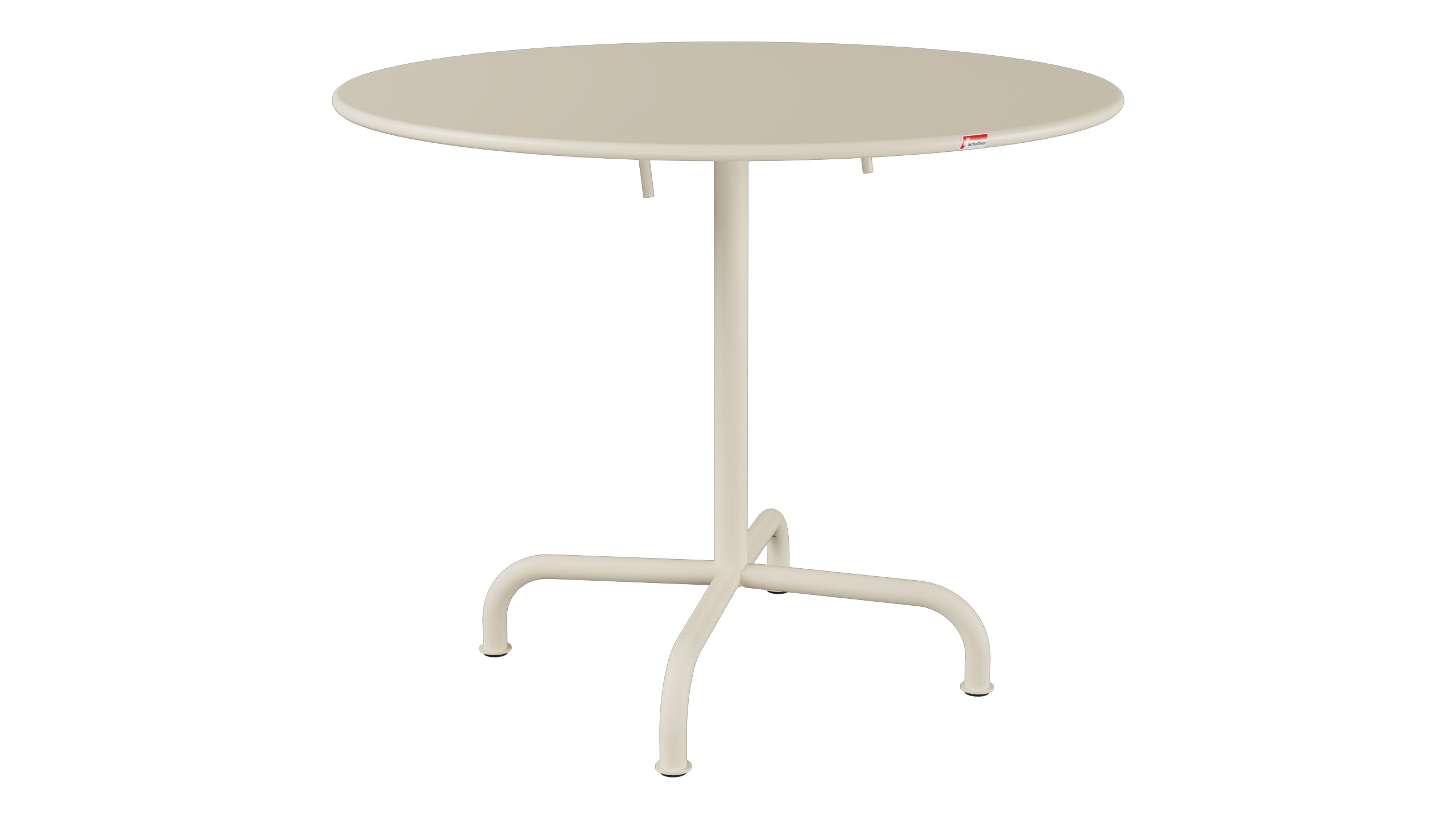 Rigi Metall-Gartentisch ø90 klappbar in Pastellsand präsentiert im Onlineshop von KAQTU Design AG. Gartentisch ist von Schaffner