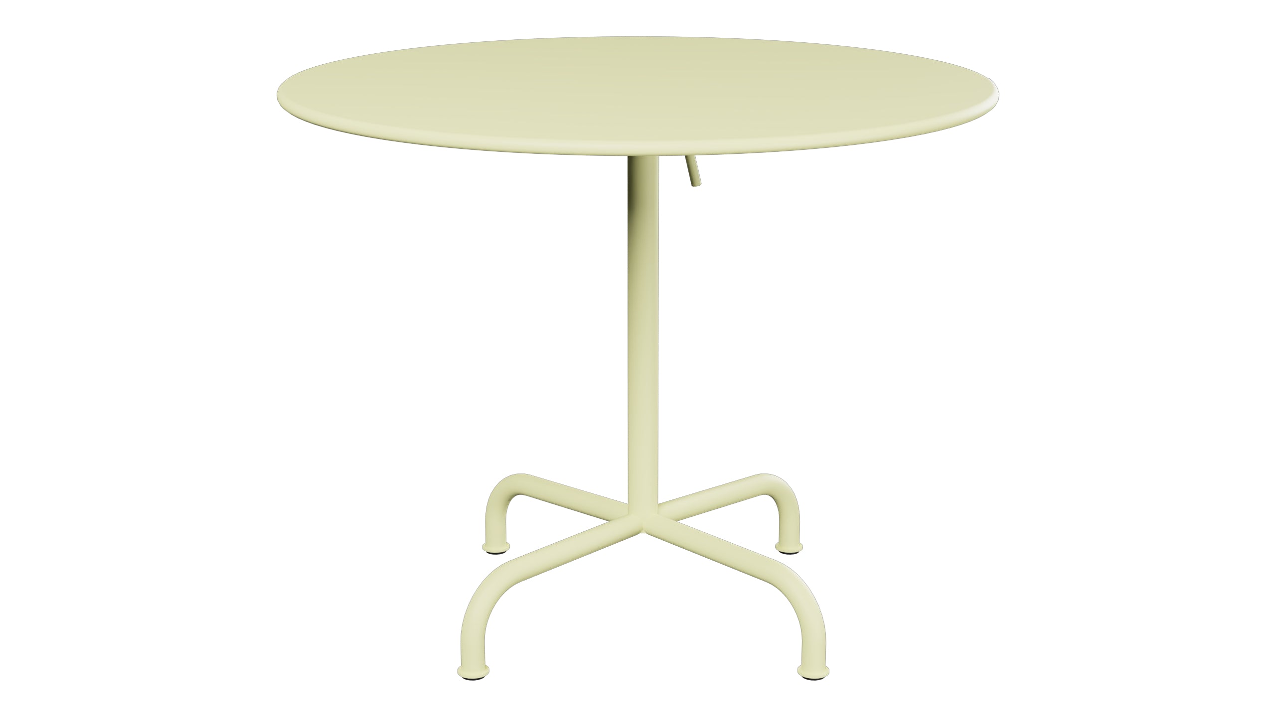 Rigi Metall-Gartentisch ø90 klappbar in Buchsbaumgelb präsentiert im Onlineshop von KAQTU Design AG. Gartentisch ist von Schaffner