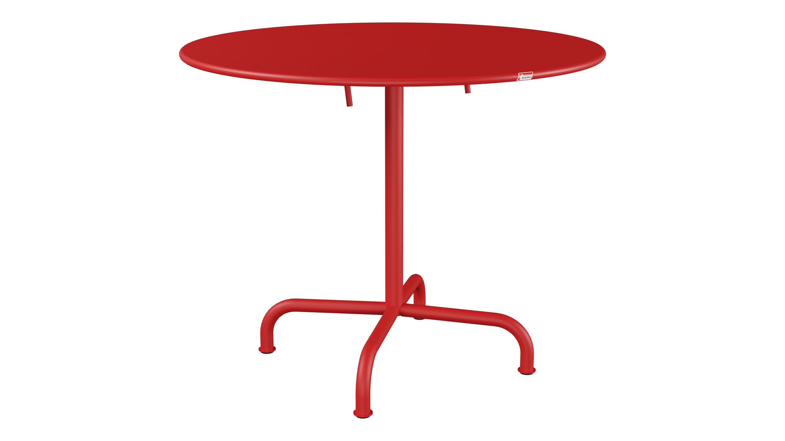 Rigi Metall-Gartentisch ø90 klappbar in Rot präsentiert im Onlineshop von KAQTU Design AG. Gartentisch ist von Schaffner