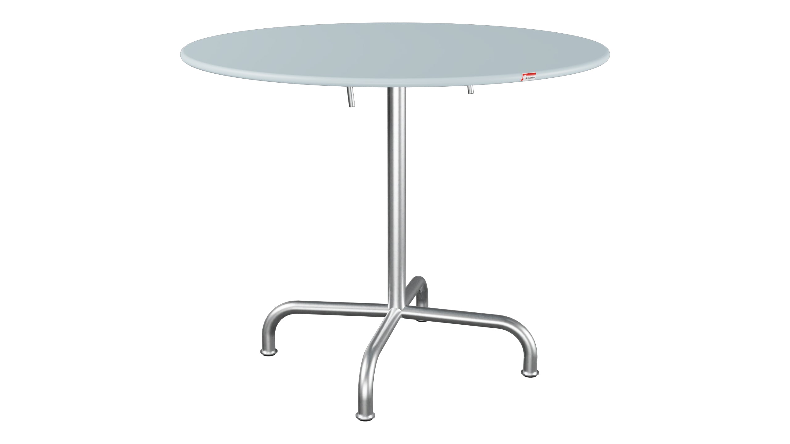 Rigi Metall-Gartentisch ø90 klappbar in Pastellblau präsentiert im Onlineshop von KAQTU Design AG. Gartentisch ist von Schaffner