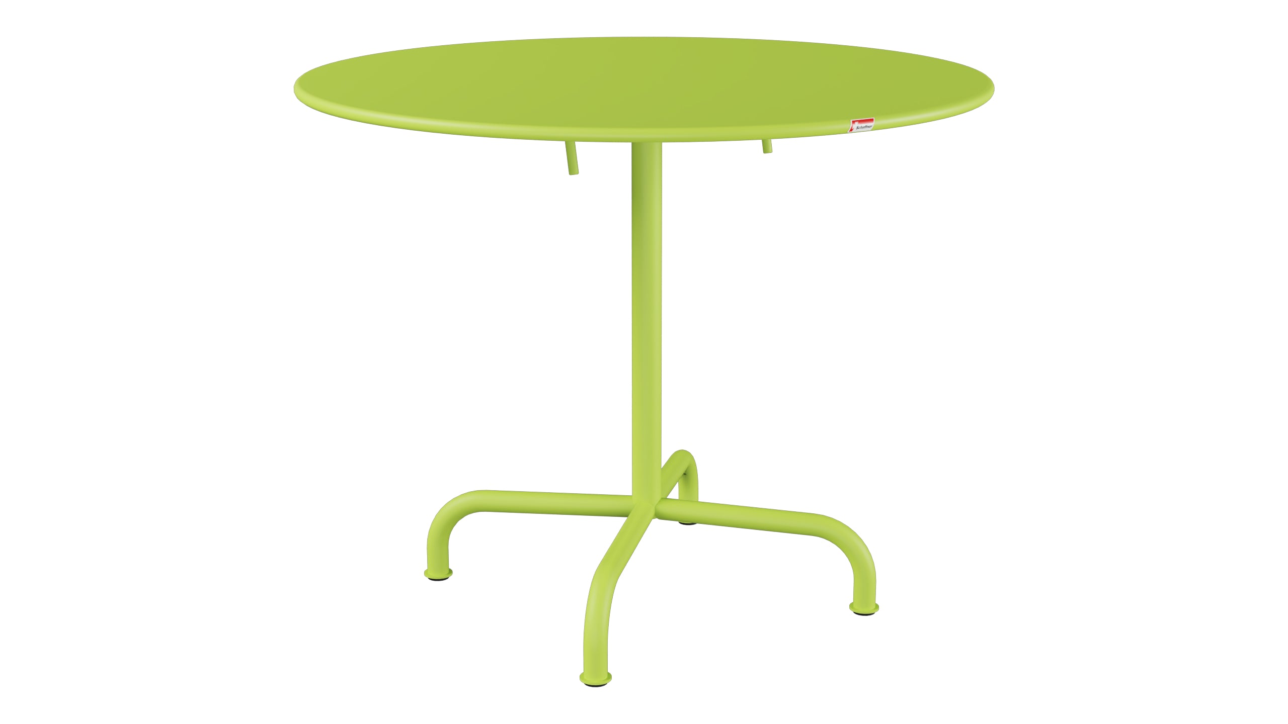 Rigi Metall-Gartentisch ø90 klappbar in Hellgrün präsentiert im Onlineshop von KAQTU Design AG. Gartentisch ist von Schaffner