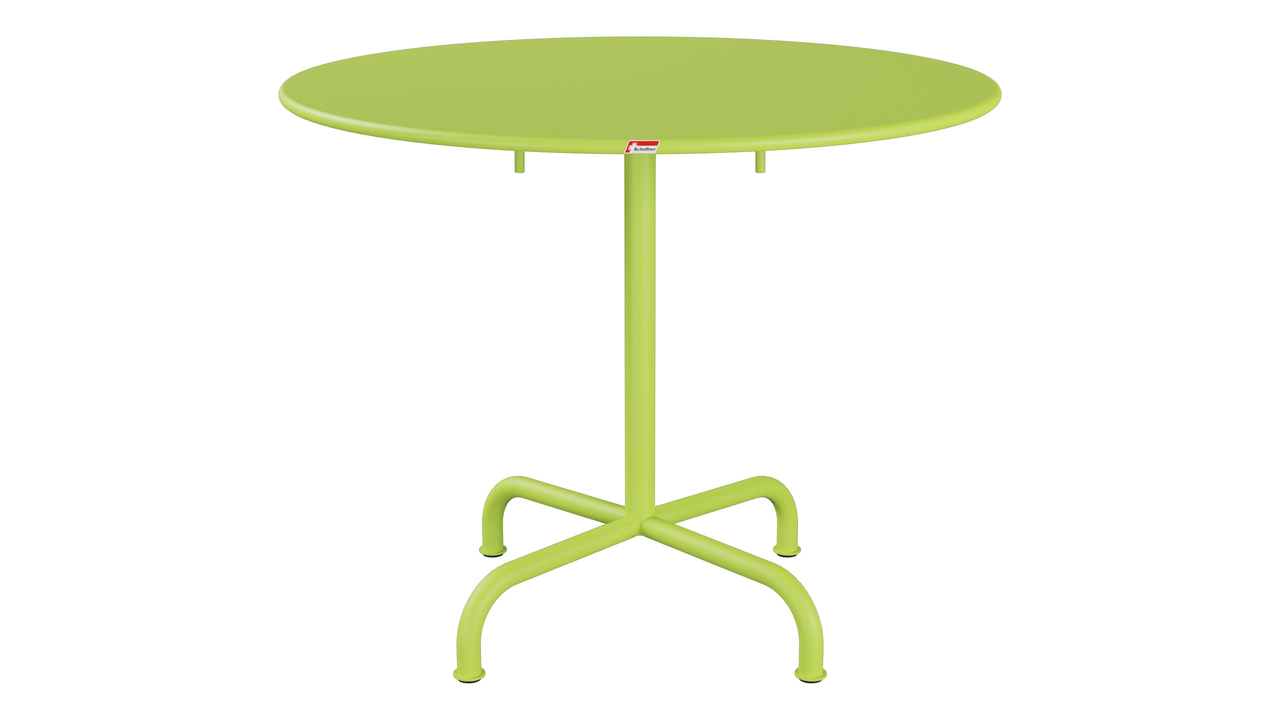 Rigi Metall-Gartentisch ø90 klappbar in Hellgrün präsentiert im Onlineshop von KAQTU Design AG. Gartentisch ist von Schaffner