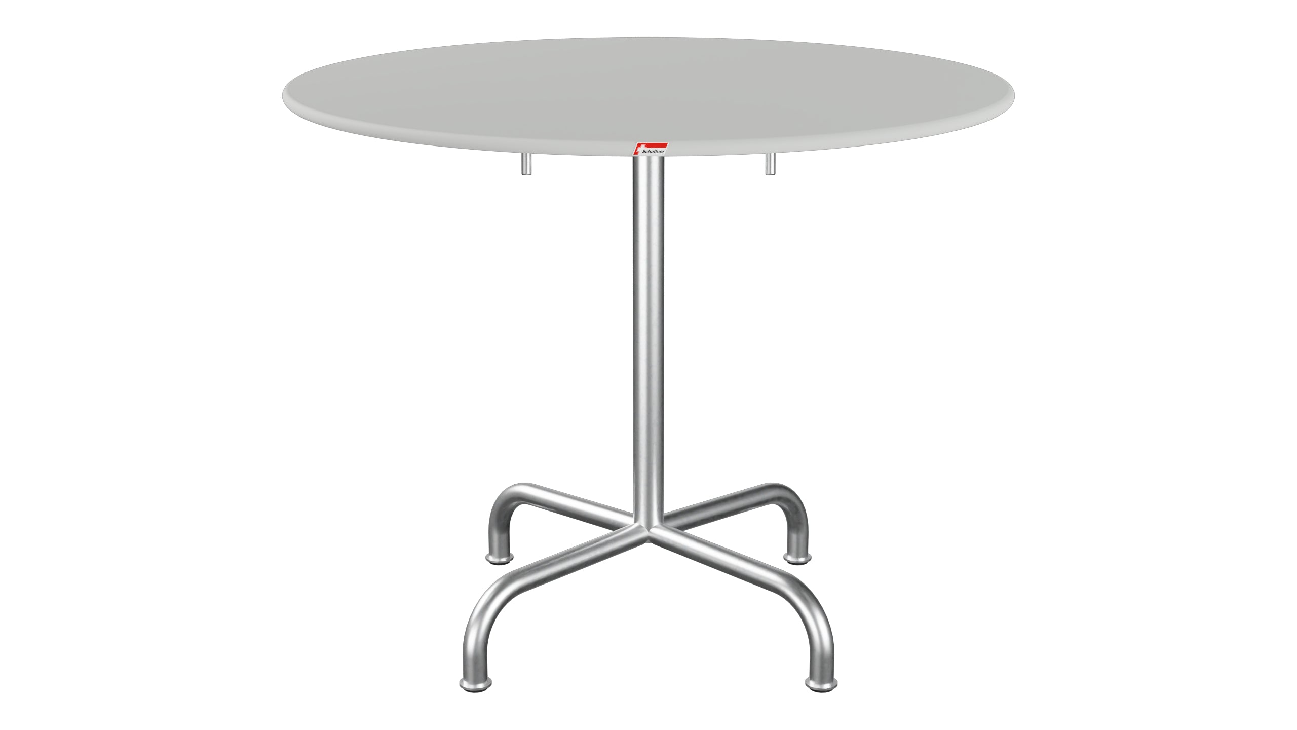 Rigi Metall-Gartentisch ø90 klappbar in Alusilber präsentiert im Onlineshop von KAQTU Design AG. Gartentisch ist von Schaffner