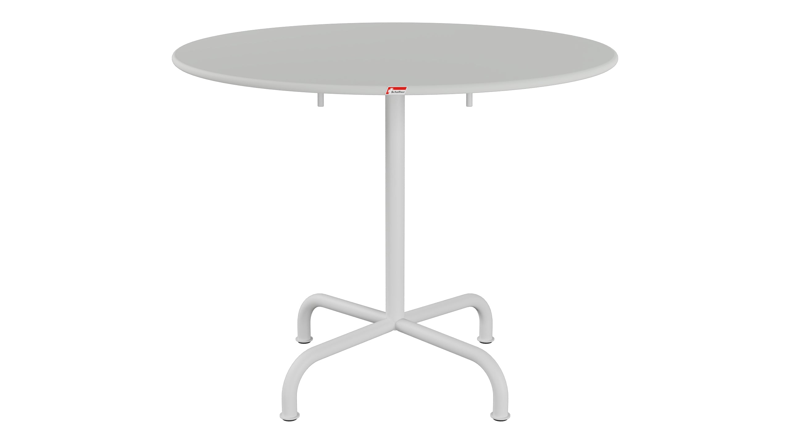 Rigi Metall-Gartentisch ø90 klappbar in Alusilber präsentiert im Onlineshop von KAQTU Design AG. Gartentisch ist von Schaffner
