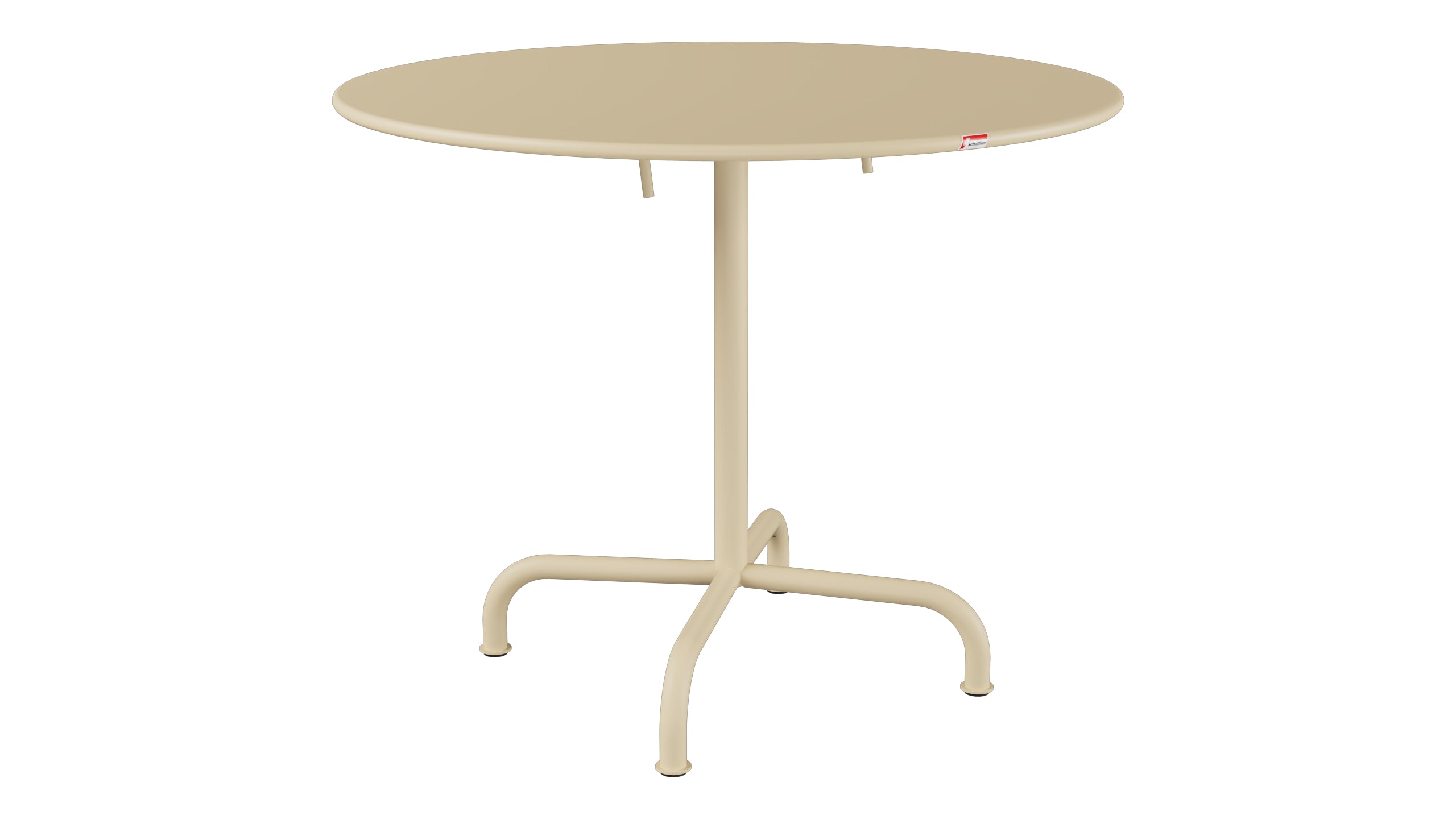 Rigi Metall-Gartentisch ø90 klappbar in Pastellbraun präsentiert im Onlineshop von KAQTU Design AG. Gartentisch ist von Schaffner