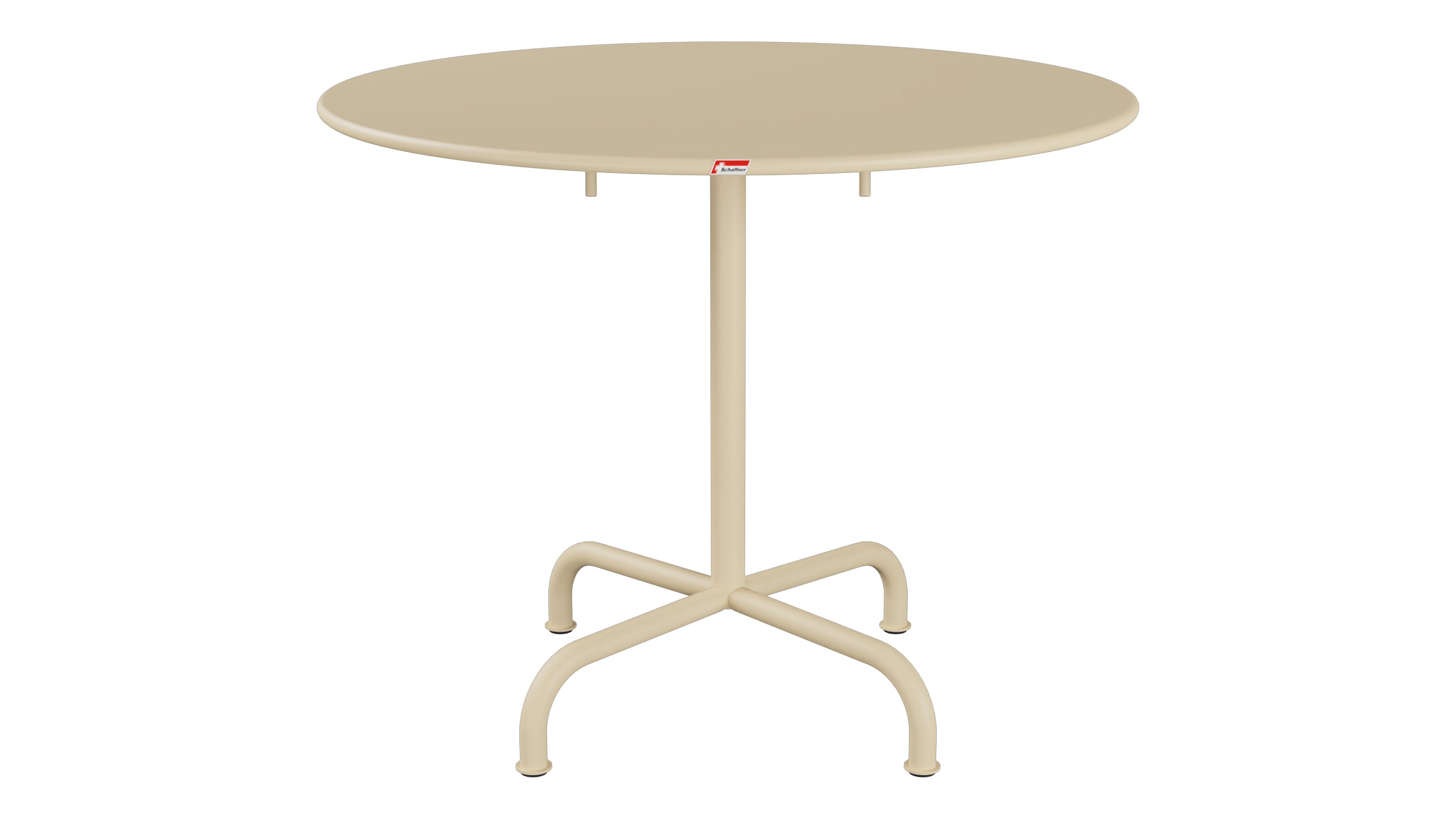 Rigi Metall-Gartentisch ø90 klappbar in Pastellbraun präsentiert im Onlineshop von KAQTU Design AG. Gartentisch ist von Schaffner