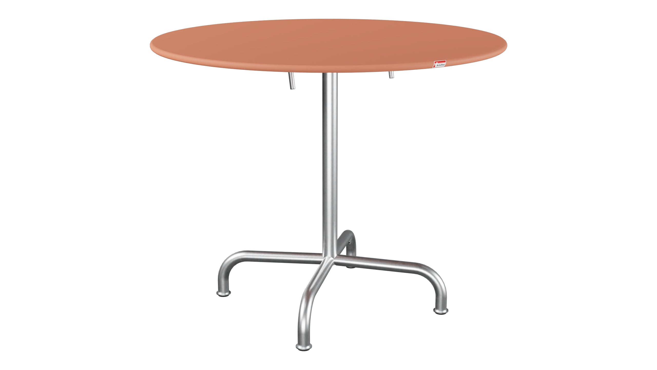 Rigi Metall-Gartentisch ø90 klappbar in Pastellterracotta präsentiert im Onlineshop von KAQTU Design AG. Gartentisch ist von Schaffner