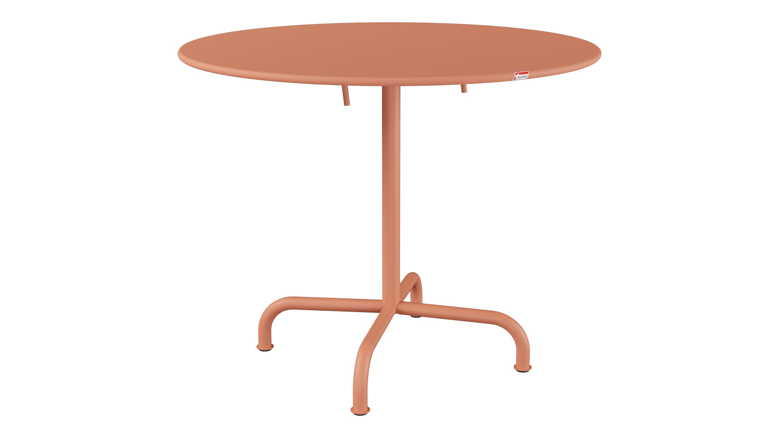 Rigi Metall-Gartentisch ø90 klappbar in Pastellterracotta präsentiert im Onlineshop von KAQTU Design AG. Gartentisch ist von Schaffner