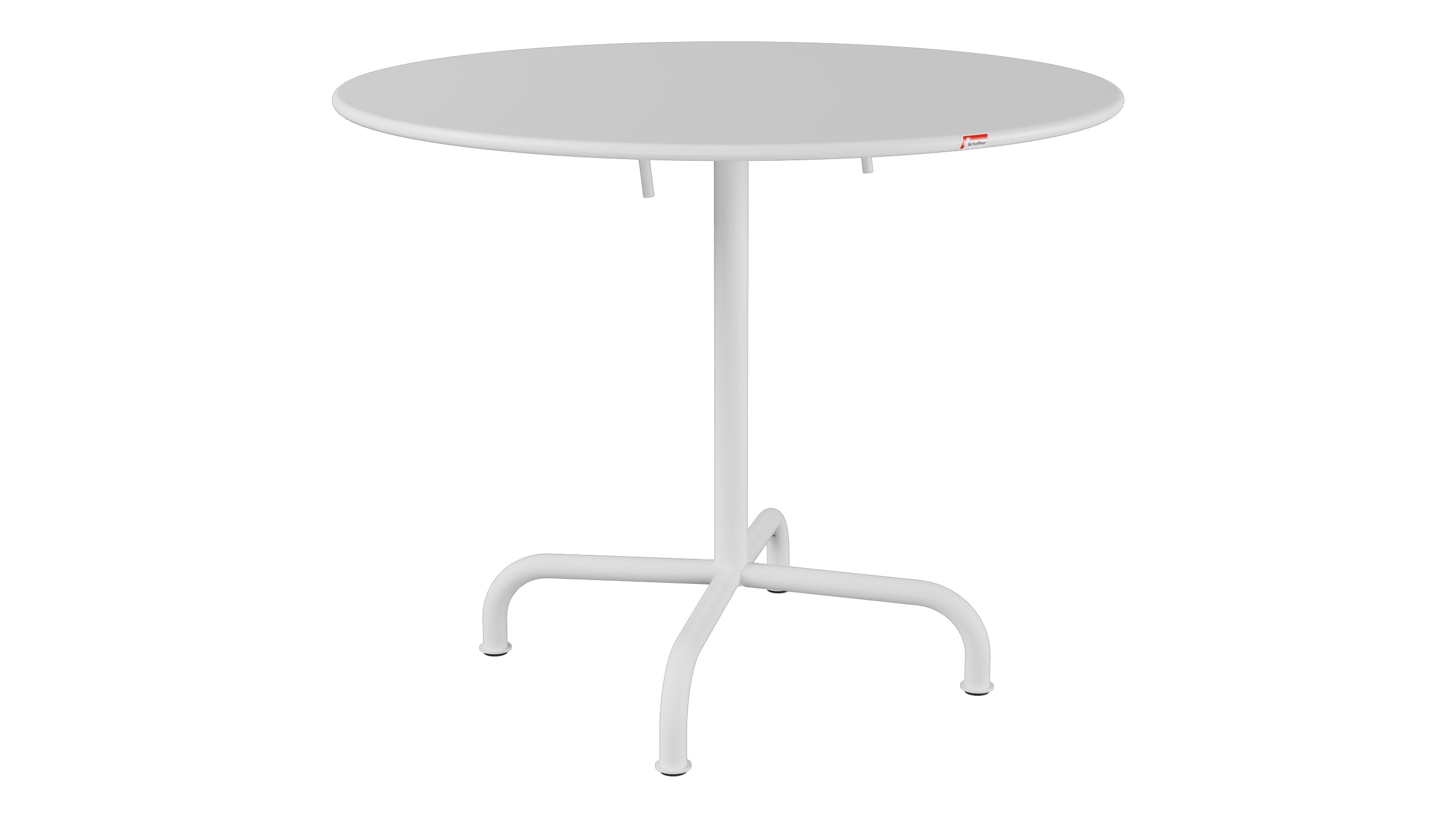 Rigi Metall-Gartentisch ø90 klappbar in Weiss präsentiert im Onlineshop von KAQTU Design AG. Gartentisch ist von Schaffner
