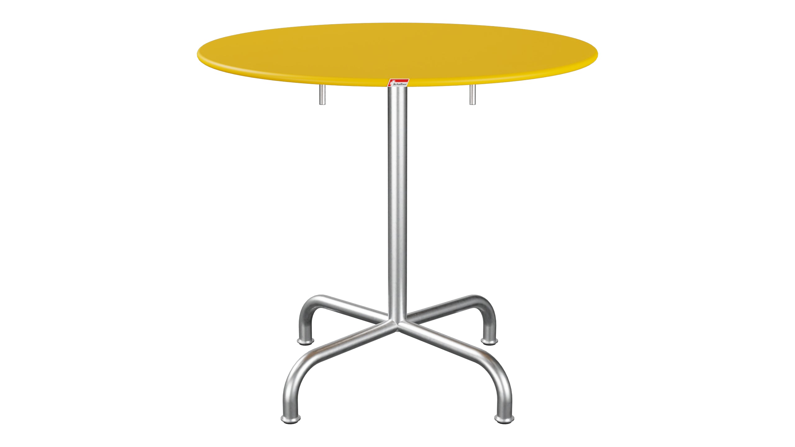 Rigi Metall-Gartentisch ø80 klappbar in Gelb präsentiert im Onlineshop von KAQTU Design AG. Gartentisch ist von Schaffner