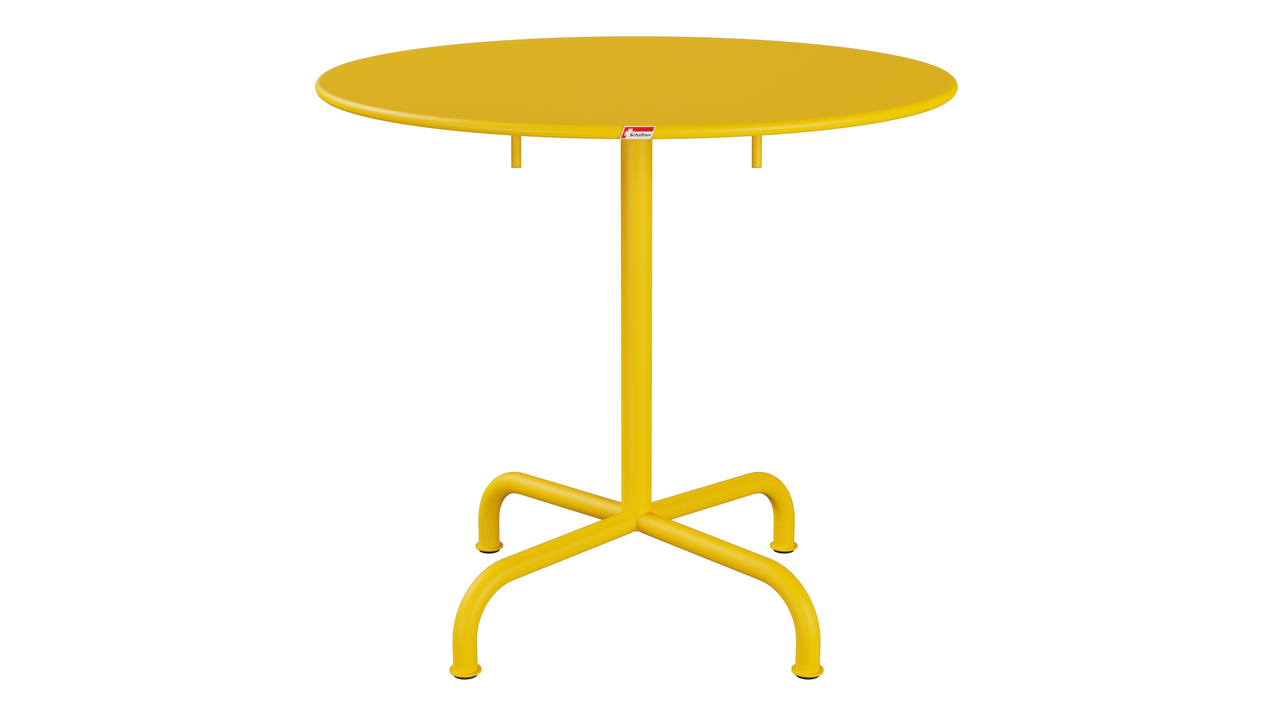 Rigi Metall-Gartentisch ø80 klappbar in Gelb präsentiert im Onlineshop von KAQTU Design AG. Gartentisch ist von Schaffner