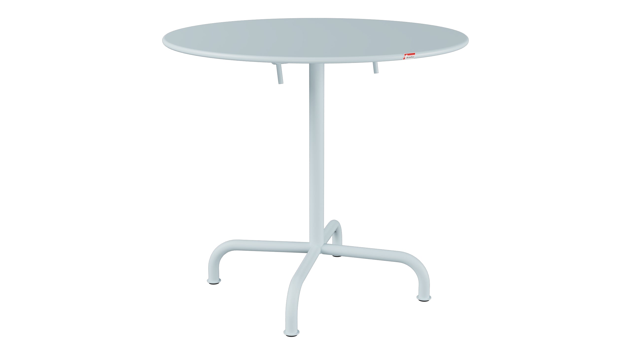 Rigi Metall-Gartentisch ø80 klappbar in Pastellblau präsentiert im Onlineshop von KAQTU Design AG. Gartentisch ist von Schaffner