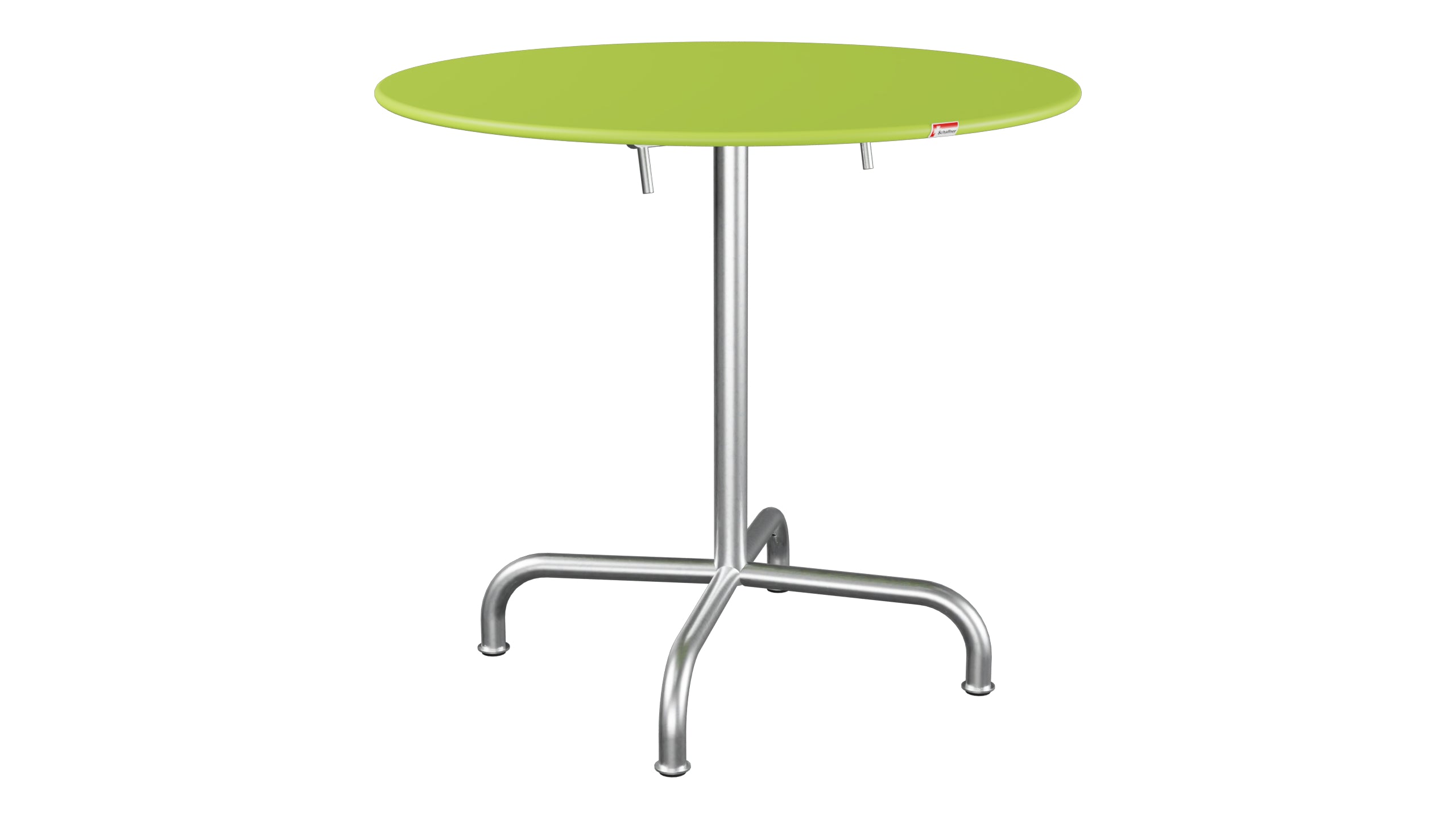 Rigi Metall-Gartentisch ø80 klappbar in Hellgrün präsentiert im Onlineshop von KAQTU Design AG. Gartentisch ist von Schaffner