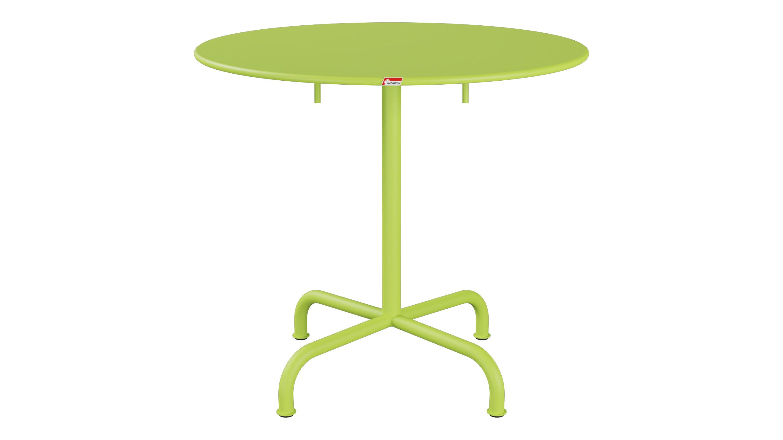 Rigi Metall-Gartentisch ø80 klappbar in Hellgrün präsentiert im Onlineshop von KAQTU Design AG. Gartentisch ist von Schaffner